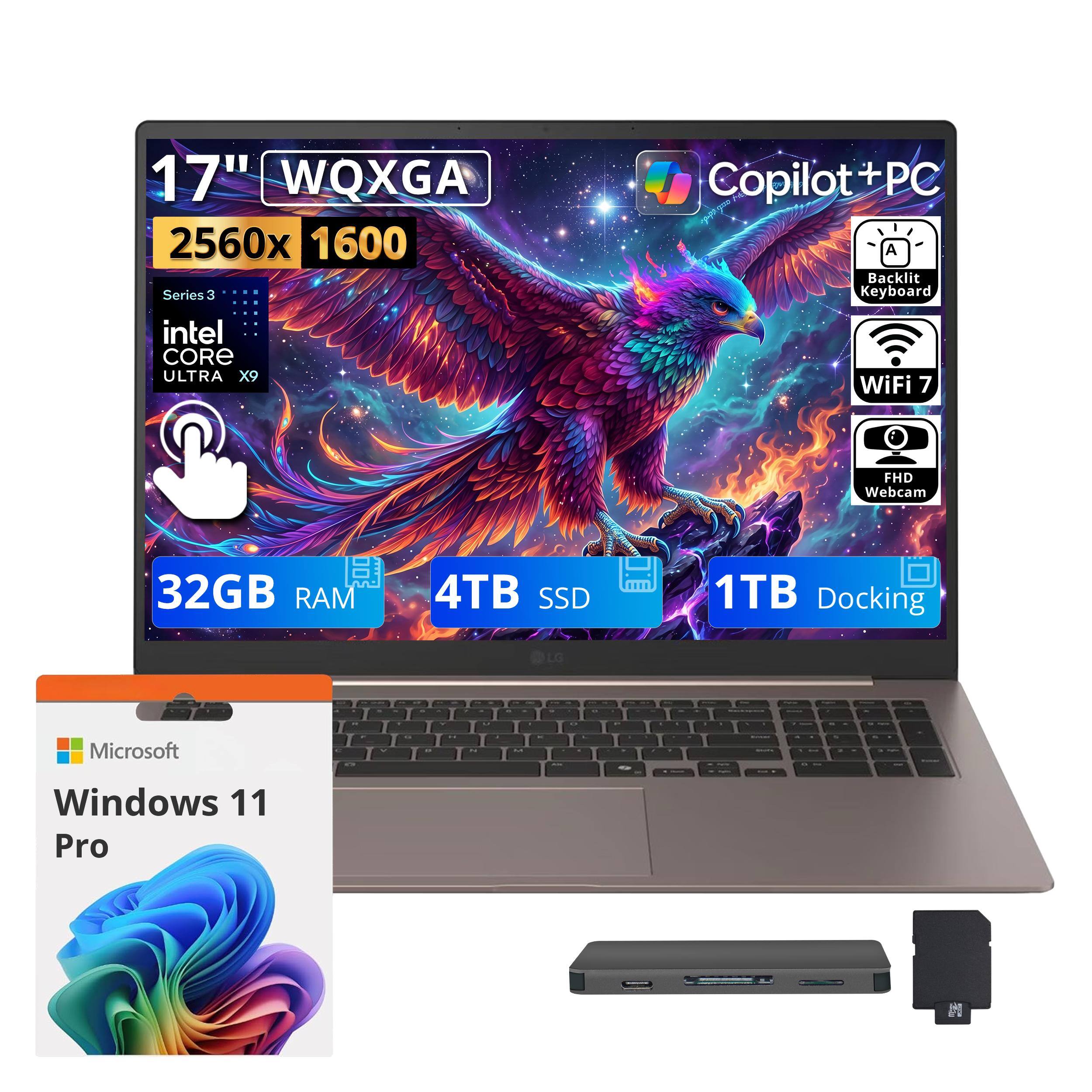 17" WQXGA 2560x1600 Series 3  
Intel Core Ultra X9  
WiFi 7  
FHD Webcam  
32GB RAM  
4TB SSD  
1TB Docking  
Copilot+PC A Backlit Keyboard  
Microsoft Windows 11 Pro