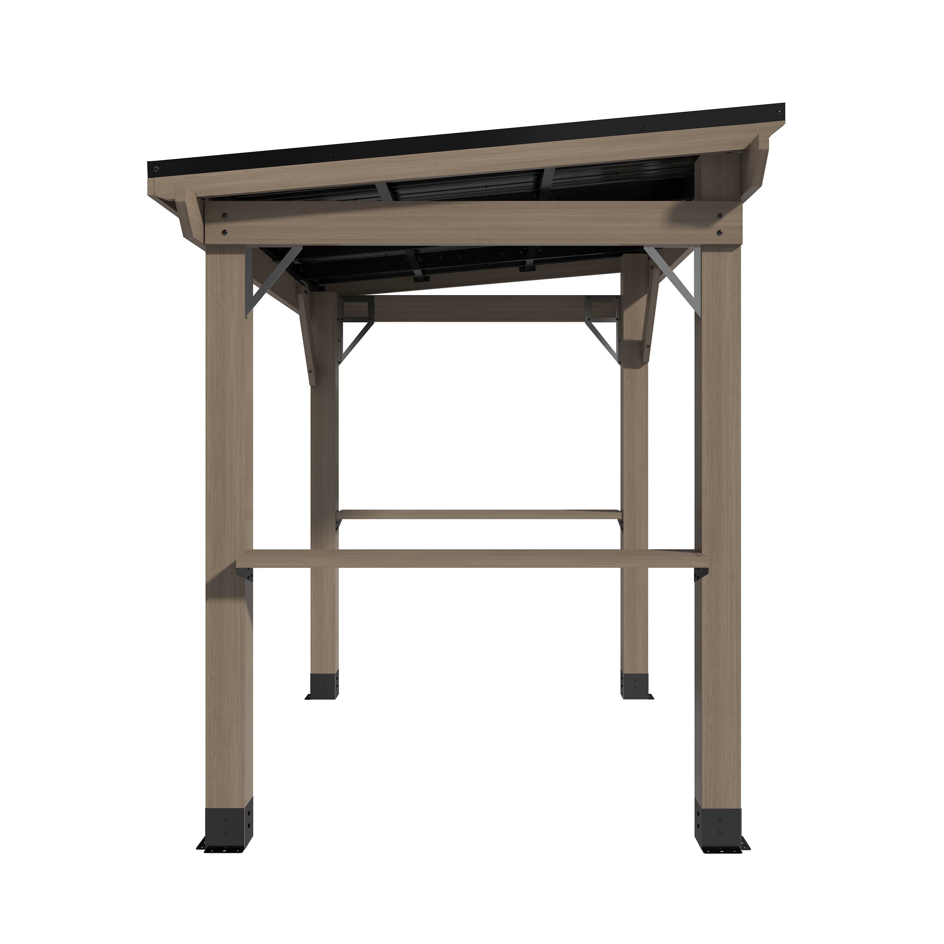 Alt View 6. Mondawe - 8x6 ft. Cedar Hardtop BBQ Gazebo with Two Side Wooden Holder - Black.