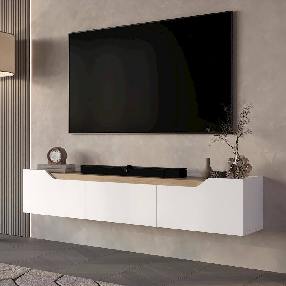 Alt View 1. Atelier Mobili - Floating TV Stand for 75 Inch TVs, Modern Entertainment Center - White.