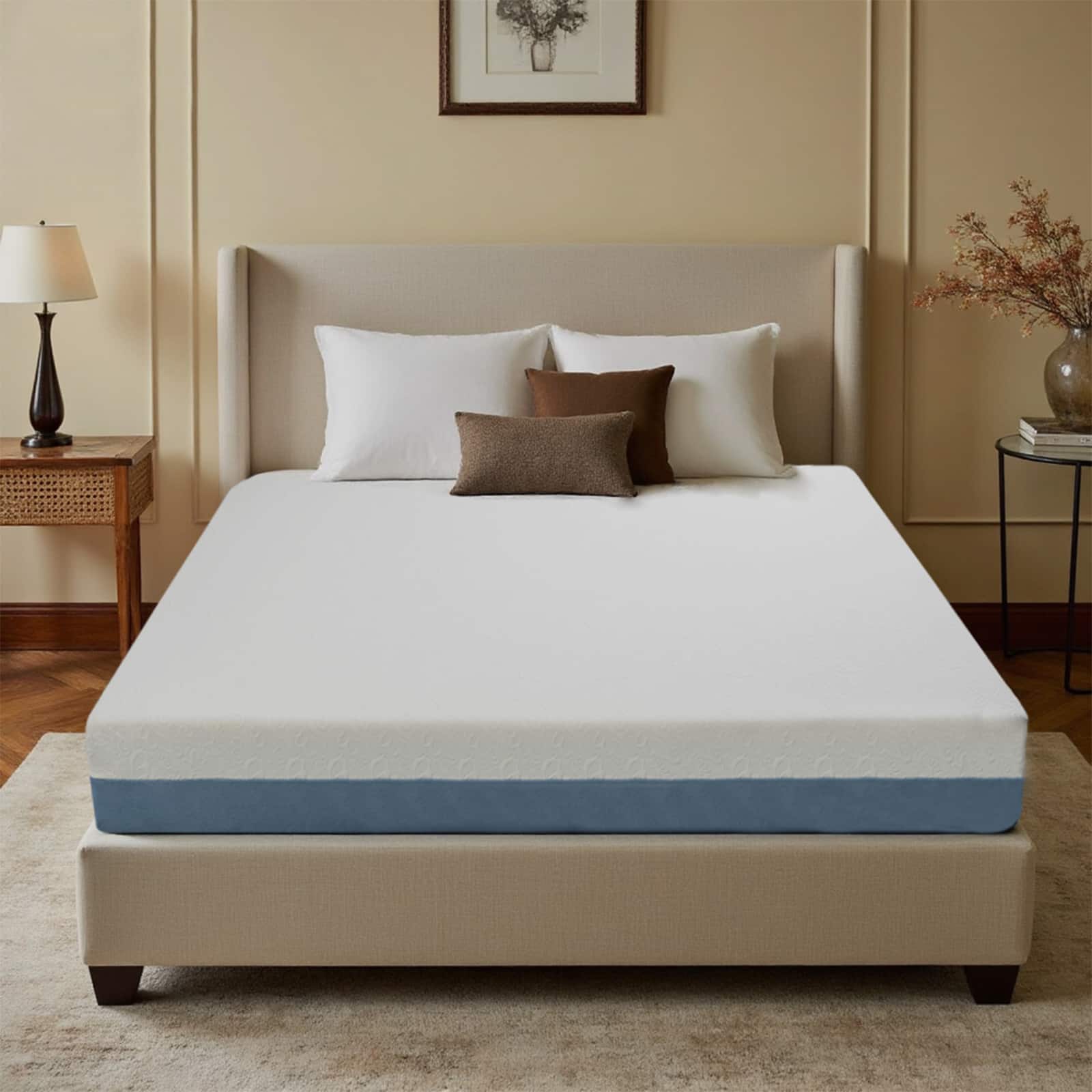 Hunkstar - 10" Memory Foam Mattress–Made in Japan-Breathable 4-Layer Foam-Cooling Copper Gel Bed-High Rebounded for Optical Support - KING/White
