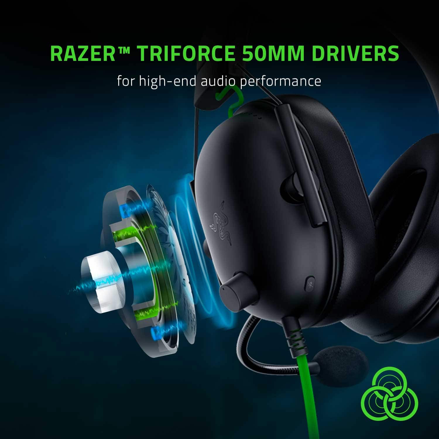 RAZER TRIFORCE 50MM DRIVERS for high-end audio performance.