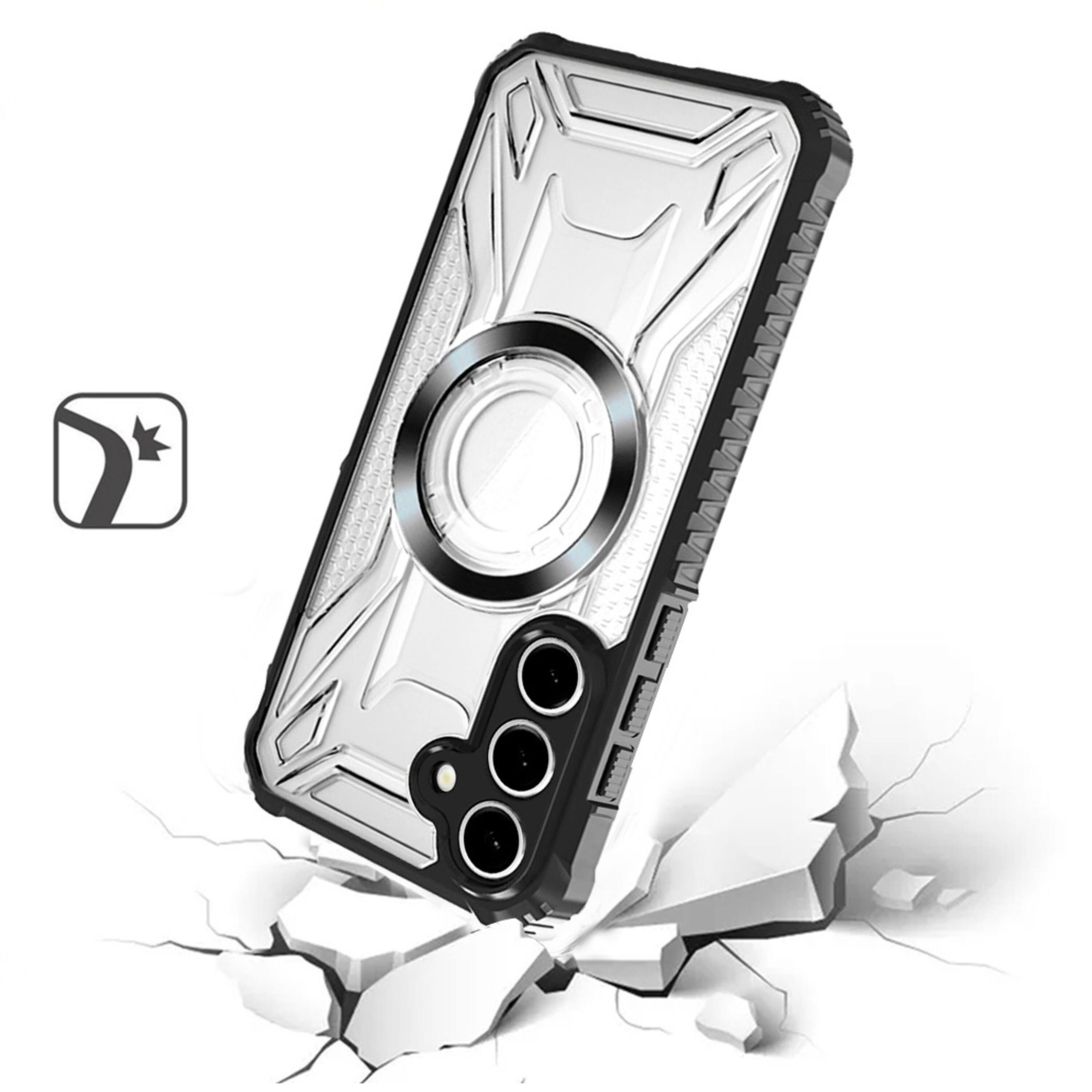 Angle. Kitcheniva - Magnetic Circle Shockproof Case With Tempered Glass For Samsung S25 Plus S24 Plus Black - Black.