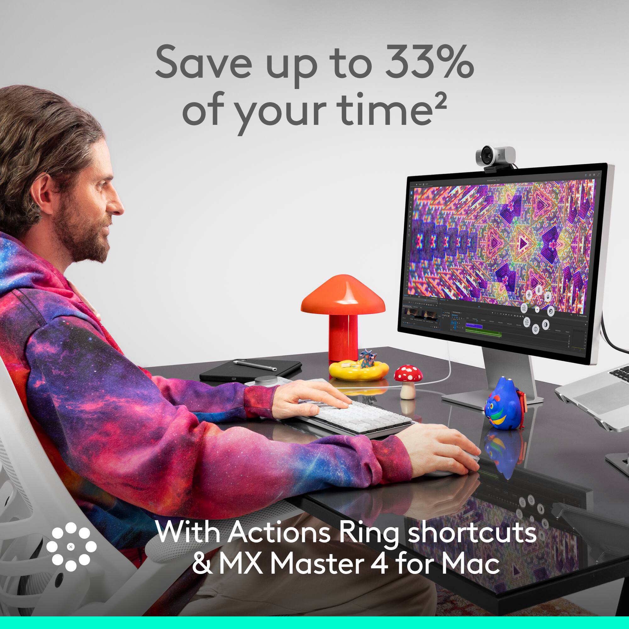 Save up to 33% of your time² with Actions Ring shortcuts & MX Master 4 for Mac.
