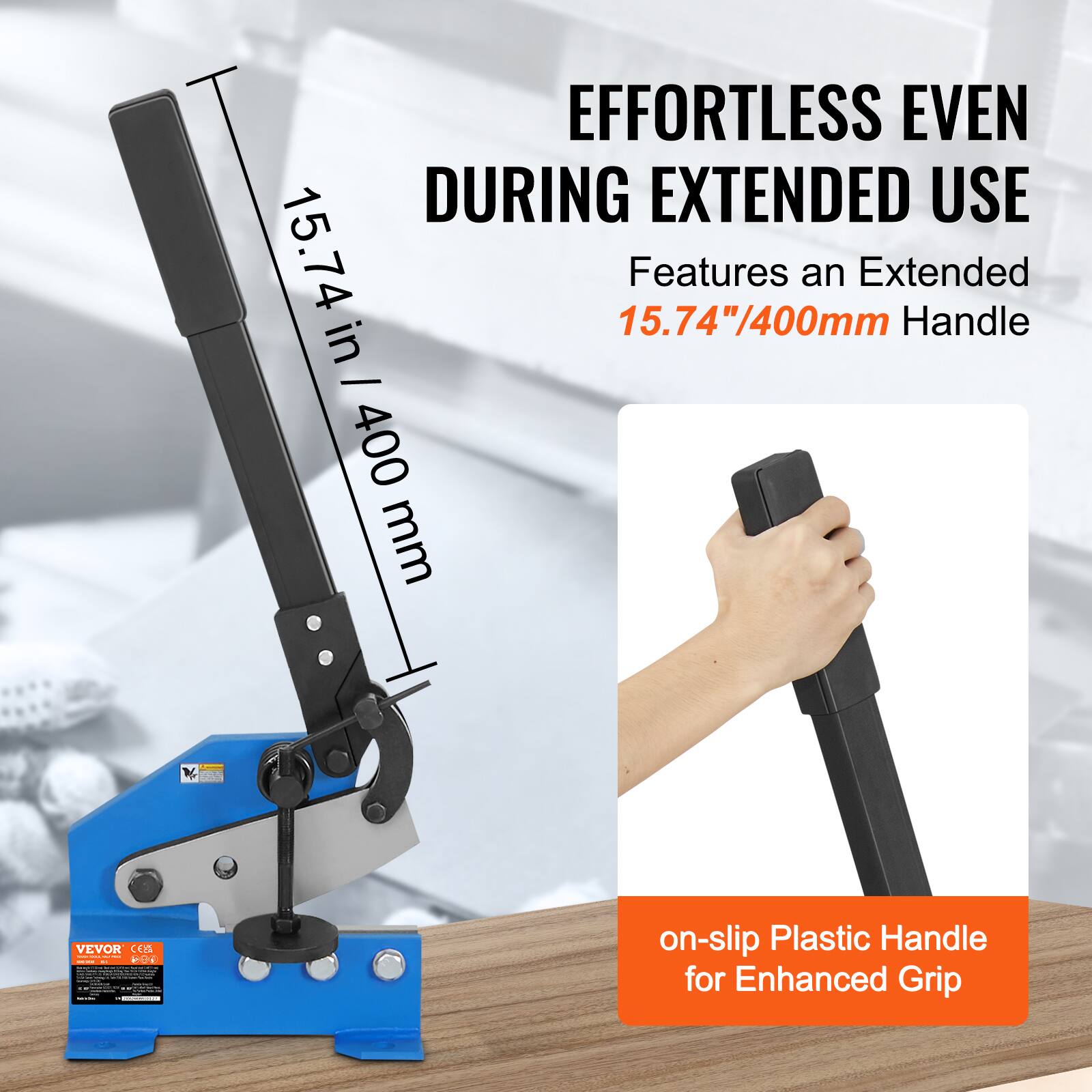 EFFORTLESS EVEN DURING EXTENDED USE

Features an Extended 15.74"/400mm Handle

15.74 in / 400 mm

on-slip Plastic Handle for Enhanced Grip