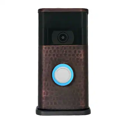 Front. Michael Healy - Hammered Video Doorbell Cover (Ring 2nd Gen) - Oiled Bronze.