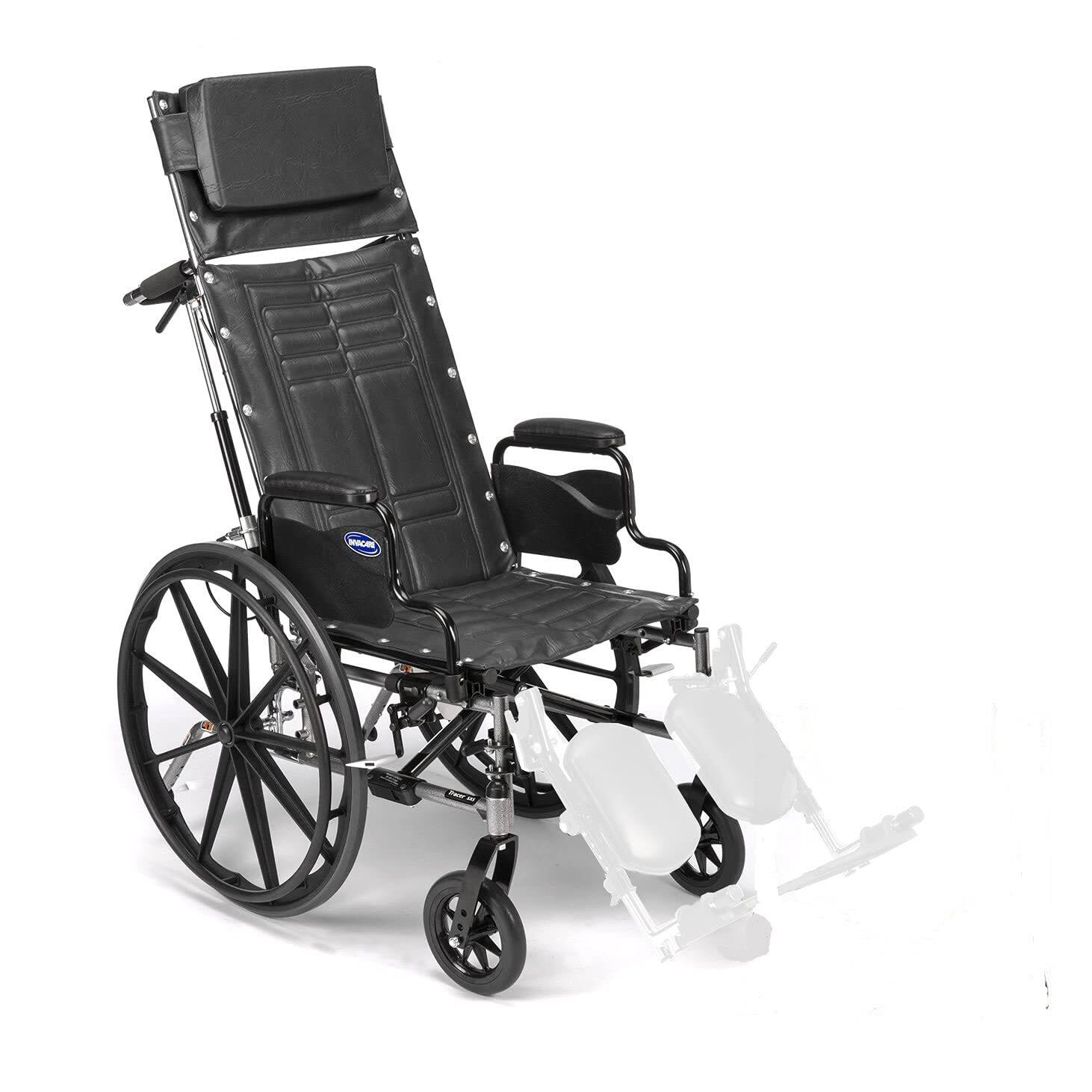 Front. Invacare - Tracer SX5 Recliner Wheelchair 16" Seat Desk Arms Folding - Black.