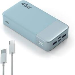 Nobis - 20000mAh 45W USB-C PD Laptop Power Bank with LED Display and 4-Port Fast Charging - Light Blue