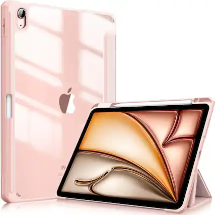 Front. Kitcheniva - Shockproof Hybrid Slim Case For iPad Air 11 Inch M2 2024 With Pencil Holder Rose Gold - Rose Gold.