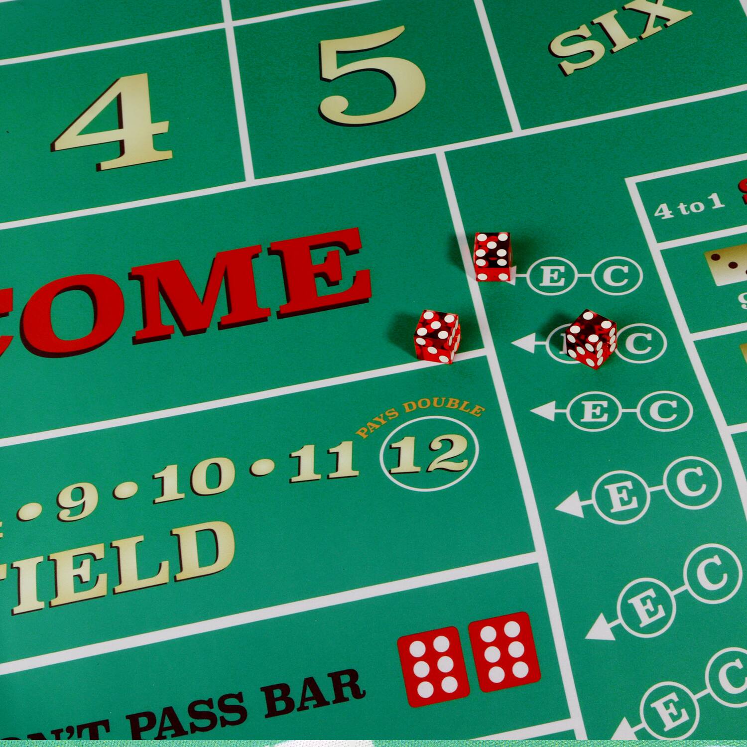 5 SIX 4 to 1 4 E COME I DOUBLE E PAYS 11 12 .91011 9 10 E : IELD E C BAR C Tm PASS E