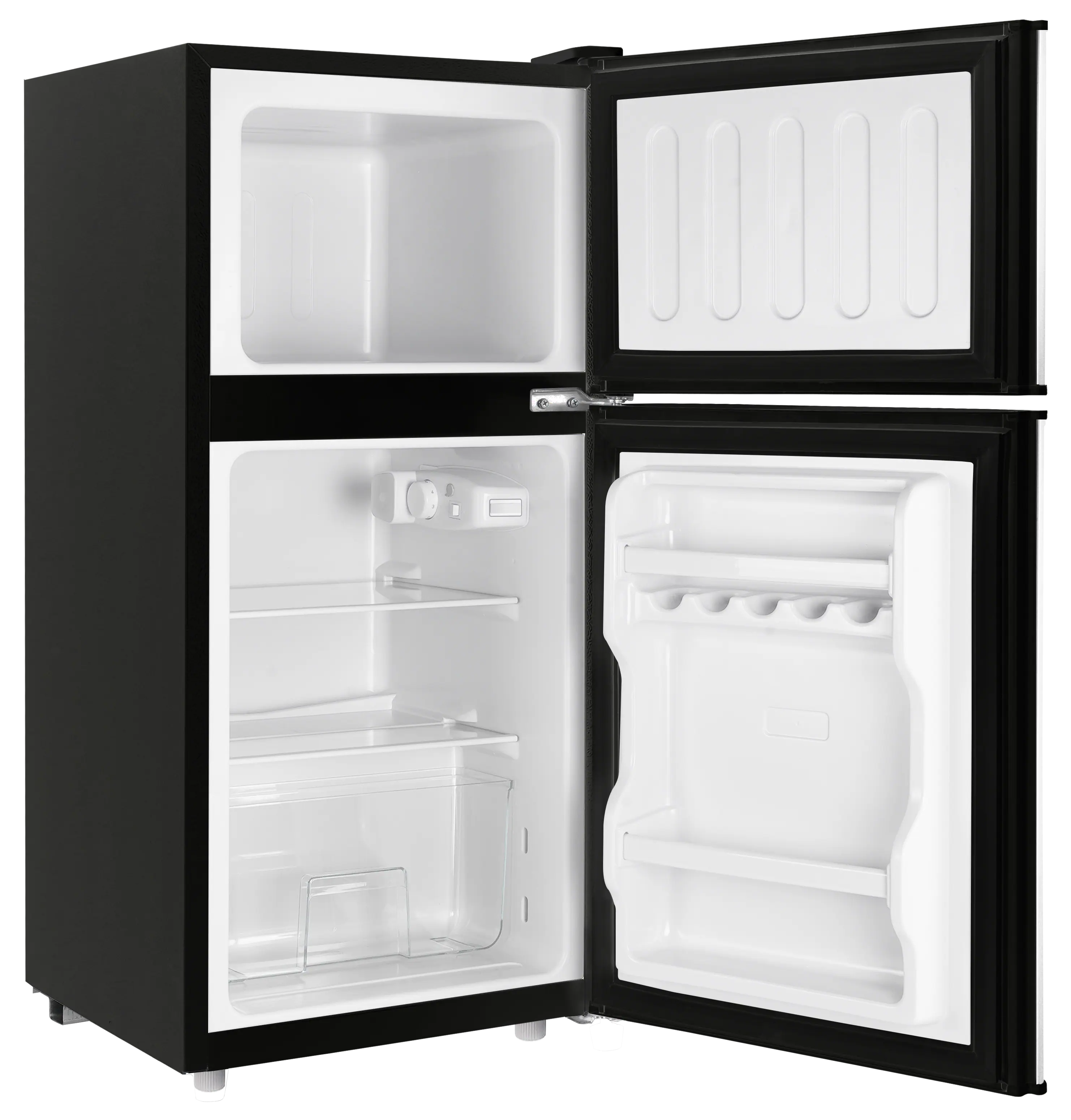 Alt View 4. Loheer - 2.8 Cu. Ft. 2-Door Mini Fridge with True Top Freezer, Freestanding Compact Refrigerator with LED Light - SILVER.