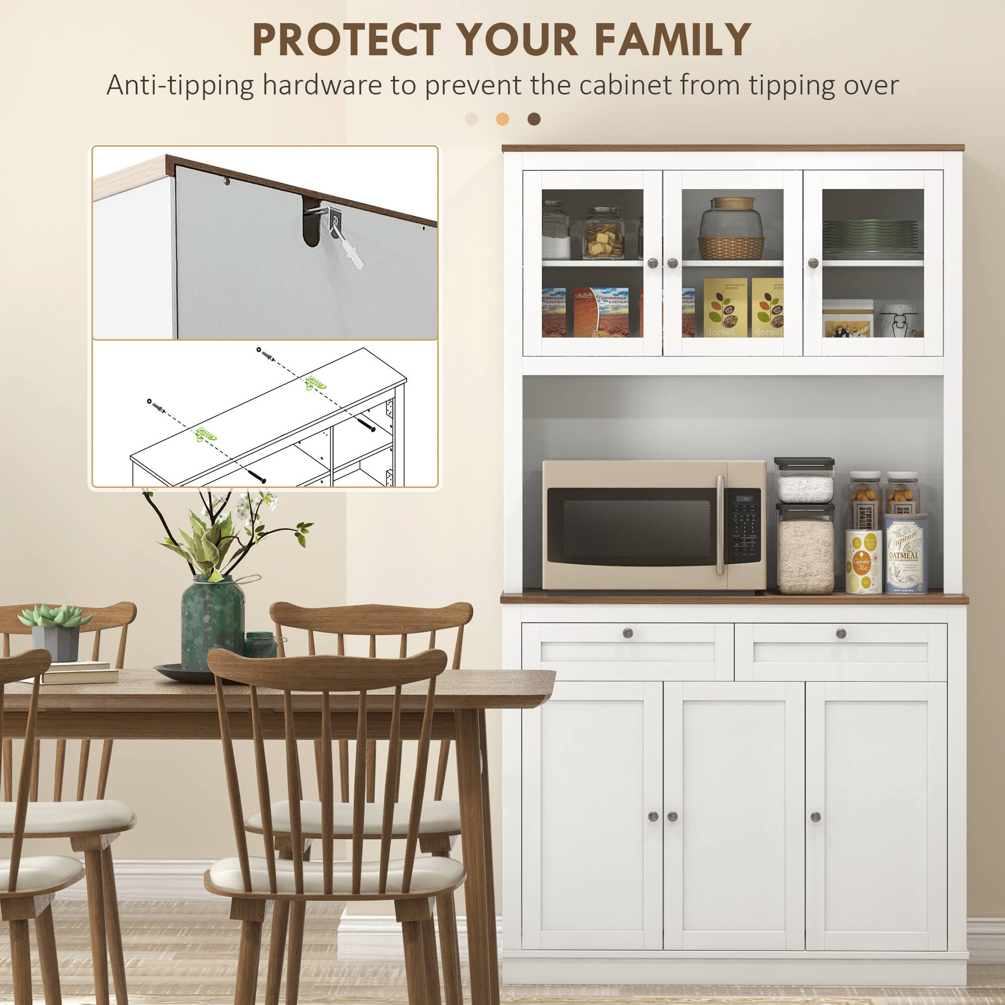 PROTECT YOUR FAMILY Anti-tipping hardware to prevent the cabinet from tipping over