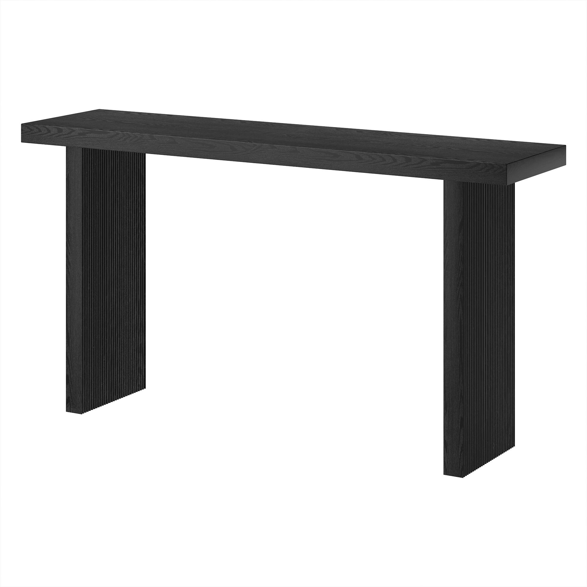 Left. Hudson&Canal - Soren 55" Wide Rectangular Fluted Console Table - Black.