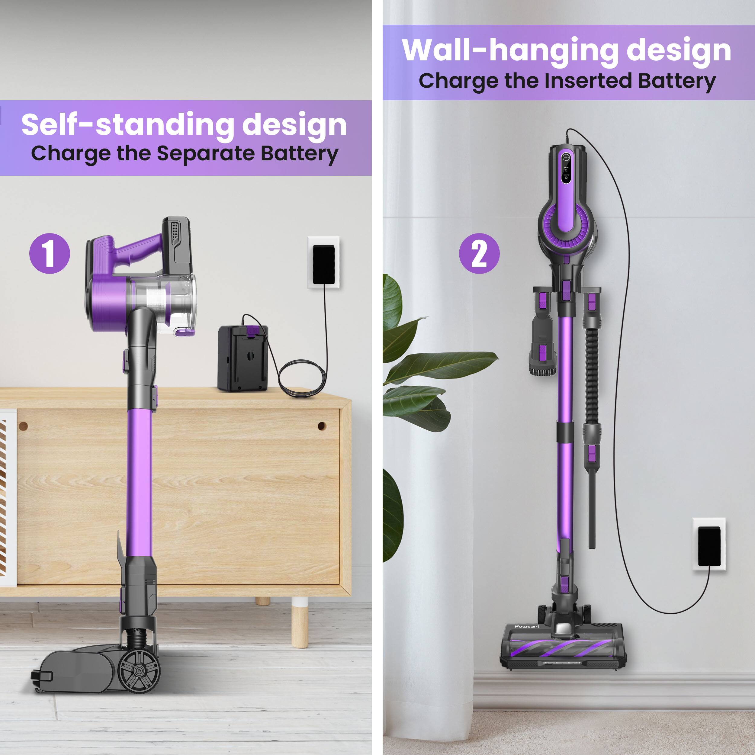 1. Self-standing design  
   Charge the Separate Battery

2. Wall-hanging design  
   Charge the Inserted Battery