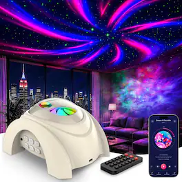 Rossetta - Dual Lens Galaxy Star Projector with Aurora Night Light, Bluetooth Speaker, Christmas Birthday Gift for Boys and Girls - Beige