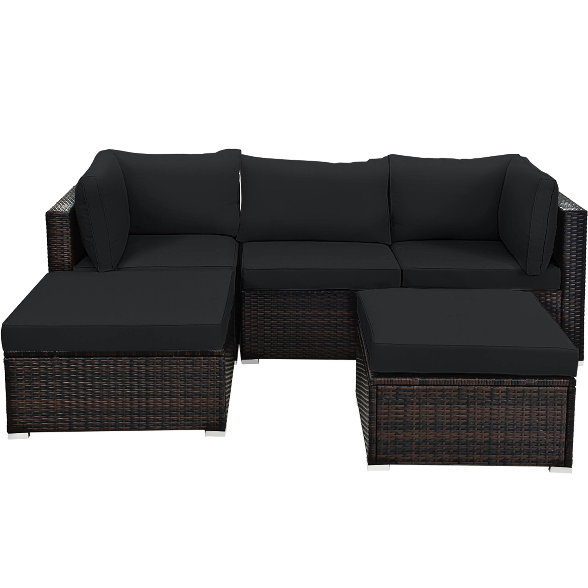 Alt View 1. Gymax - Gymax 5PCS Rattan Patio Conversation Set Outdoor Furniture Set w/ Black Cushions - Black.