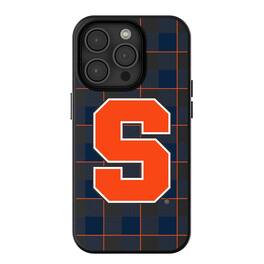 Keyscaper - NCAA - Syracuse Orange Plaid Magnetic Bump iPhone Case - 14 - Black