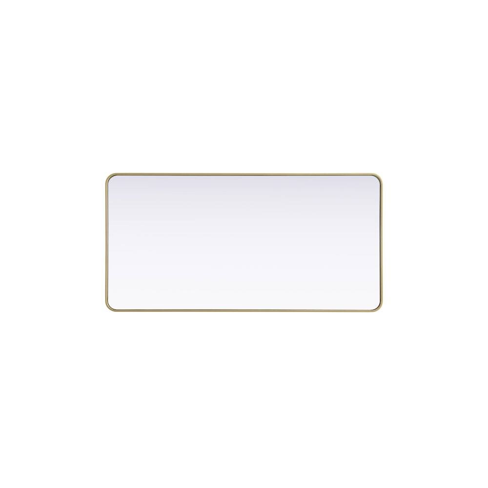 Alt View 4. Elegant Decor - Contour Metal Rectangle Mirror 30x60 in Brass - Brass.