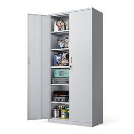 Winado - Multi-Purpose Rolling Storage Cabinet with Lock, Heavy-Duty Steel Construction 31.5"L x 15.8"W x 70.9"H - White
