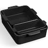 Front. Best Choice Products - Best Choice Products 3-Piece Ceramic Bakeware Set, Stoneware Baking Dishes, Casserole Serving Set - Black Licorice - Black Licorice.