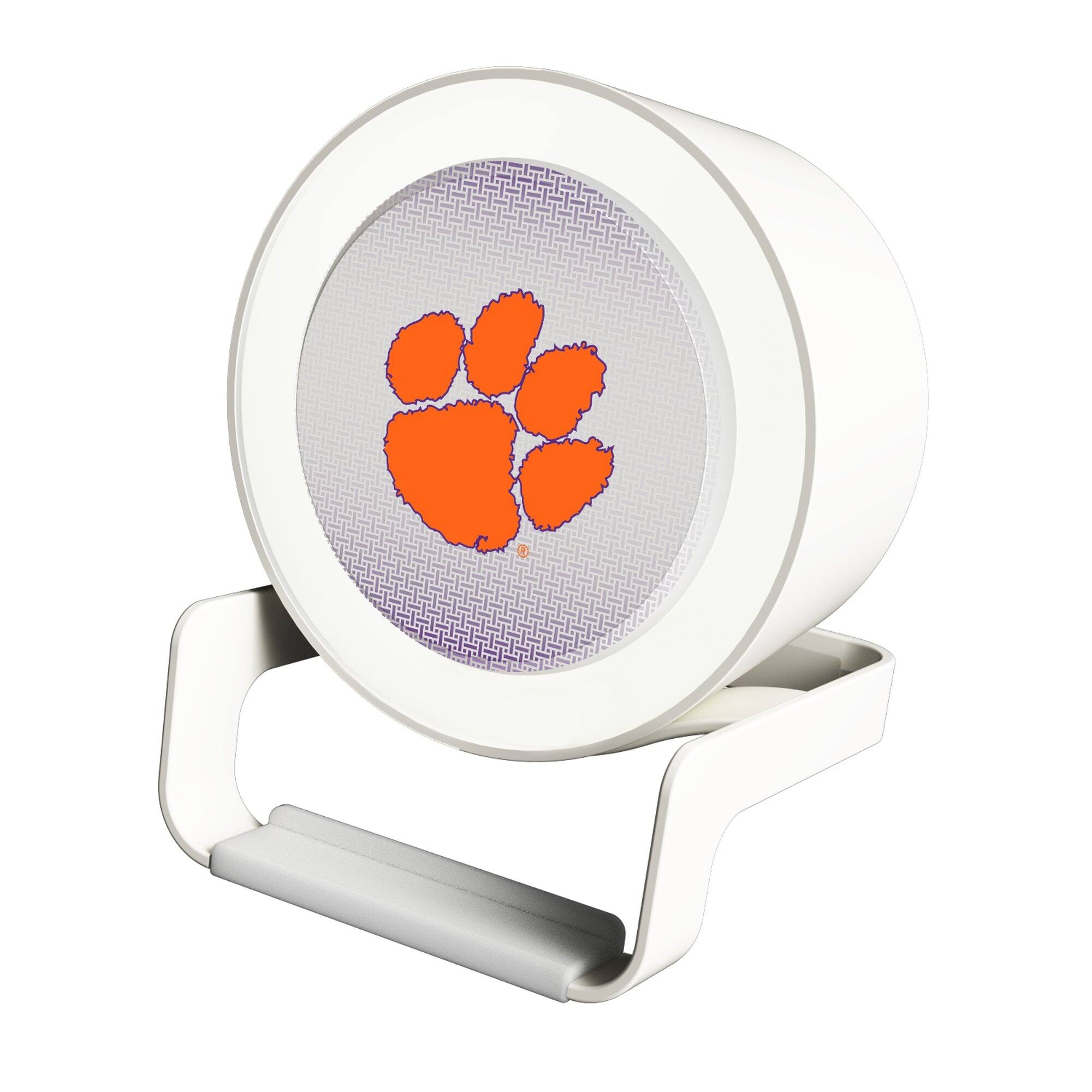 Front. Keyscaper - Clemson Tigers Linen Print Nightlight Charger & Bluetooth Speaker - White.