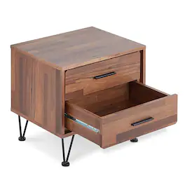 Manhattan Lane - Contemporary 2 Drawers Wood Nightstand - Brown