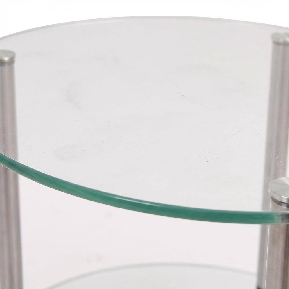 Alt View 3. FurniFact - Round Glass Accent Table with 3 Tiers for Living Room and Lounge Spaces - Clear.