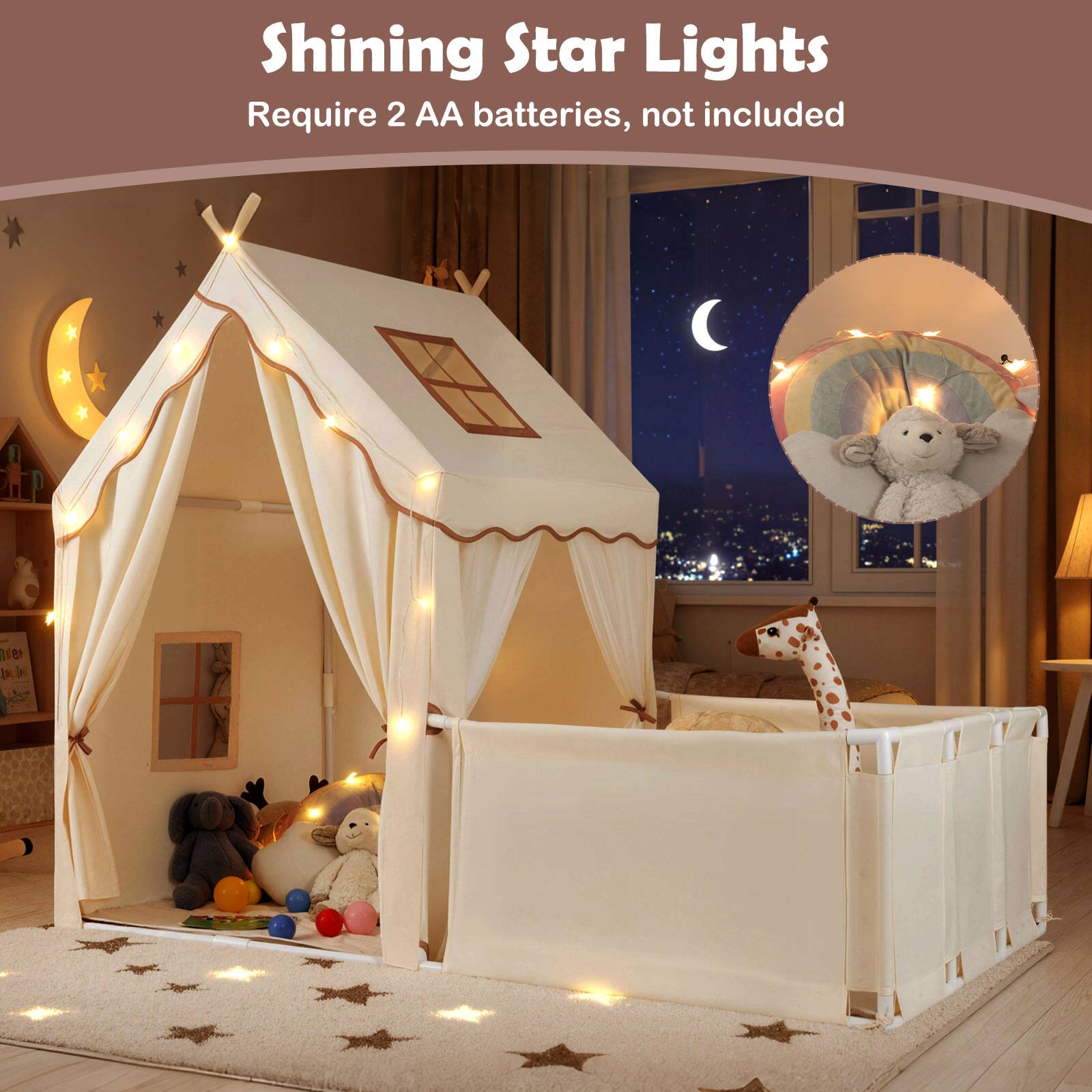 Shining Star Lights  
Require 2 AA batteries, not included
