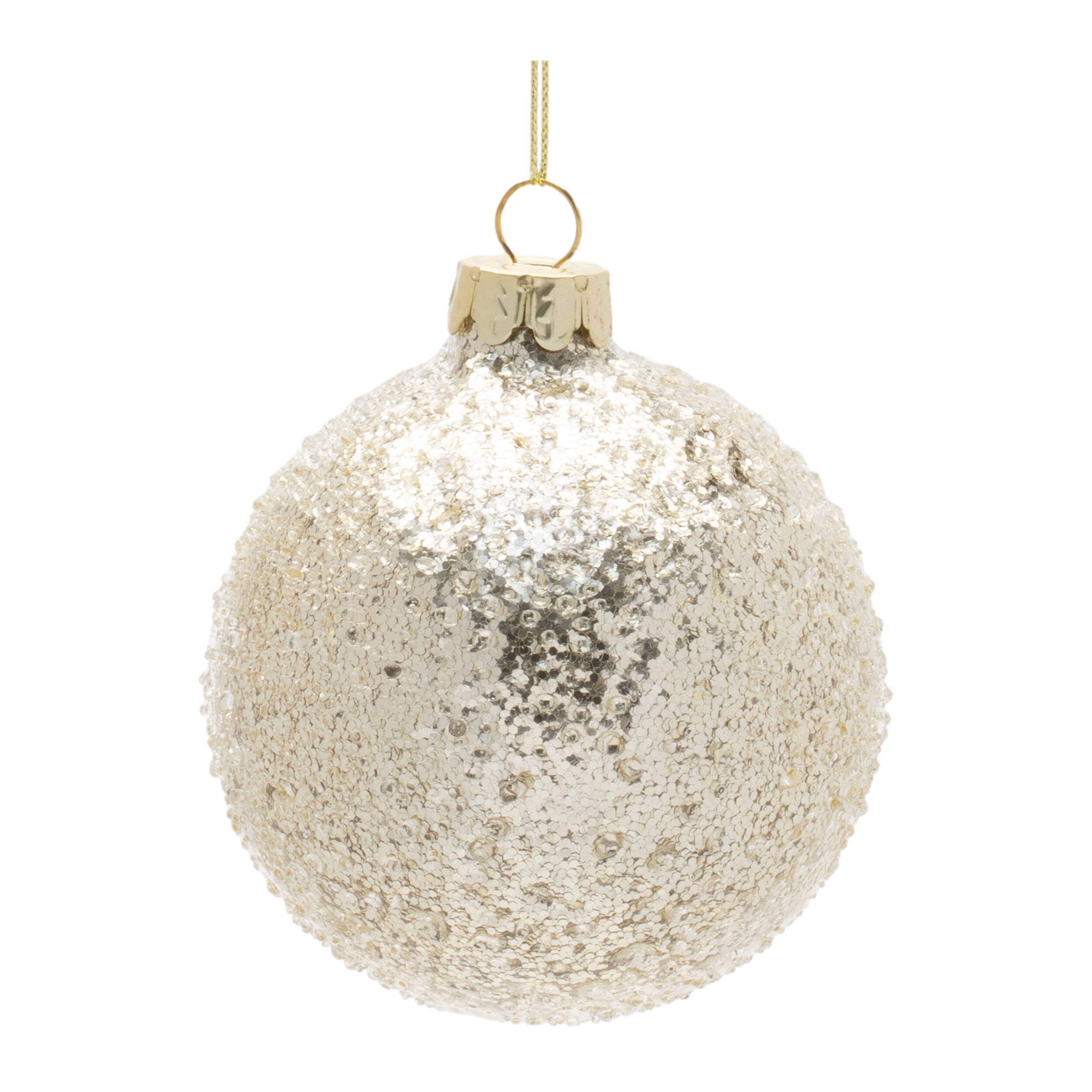 Left. BreeBe - Beaded Glass Ornament (Set of 12) - Gold.