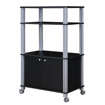 Front. Kadyn - Microwave Rack Stand Rolling Storage Cart-Black, Storage Rack Microwave Oven Stand for Spices, Pots, and Pans - Black.