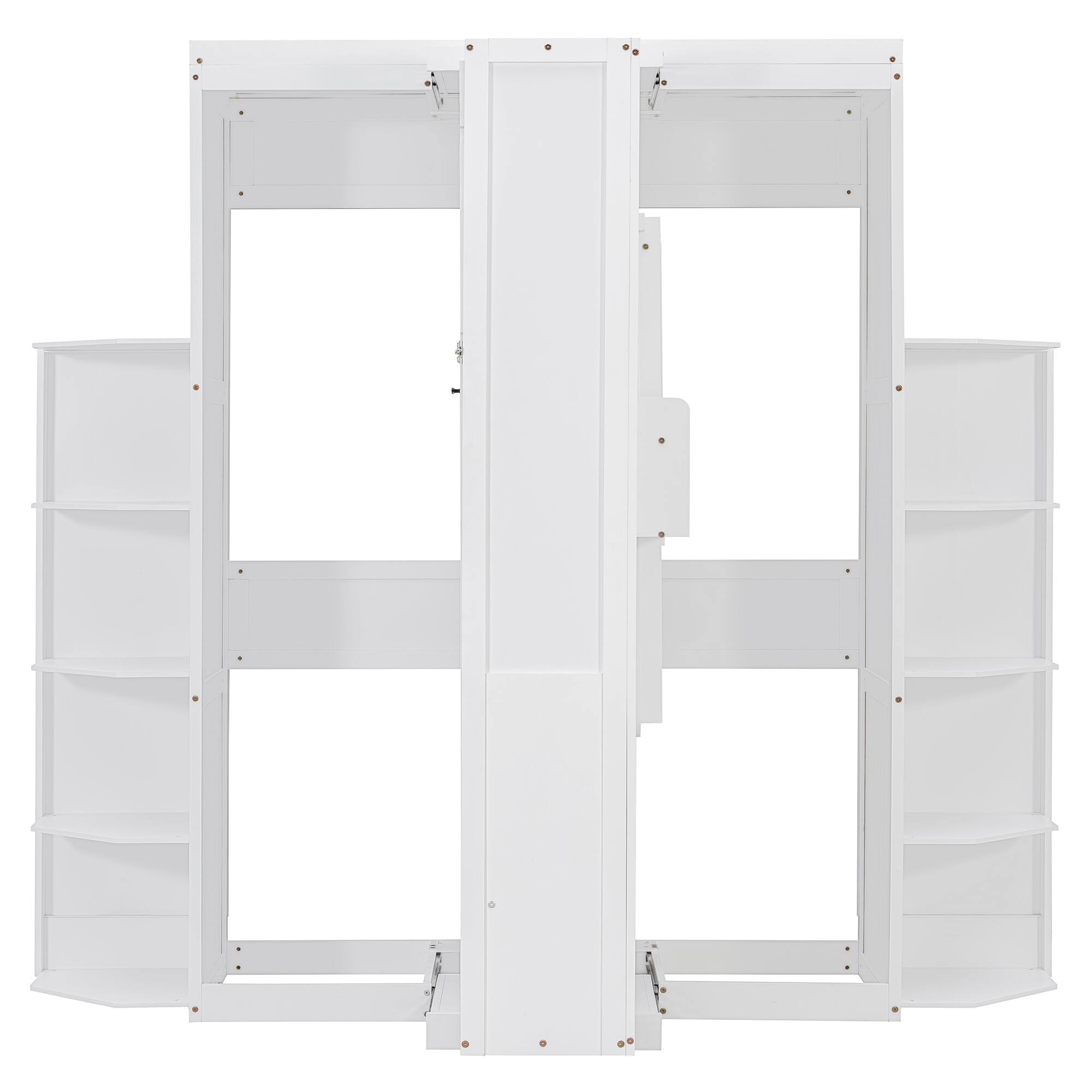 Alt View 5. Anysun - Rotating Queen Murphy Bed - Hidden Wall Cabinet, 3-Tier Shelves, Convertible Desk, Space-Saving System for Home Office - White.