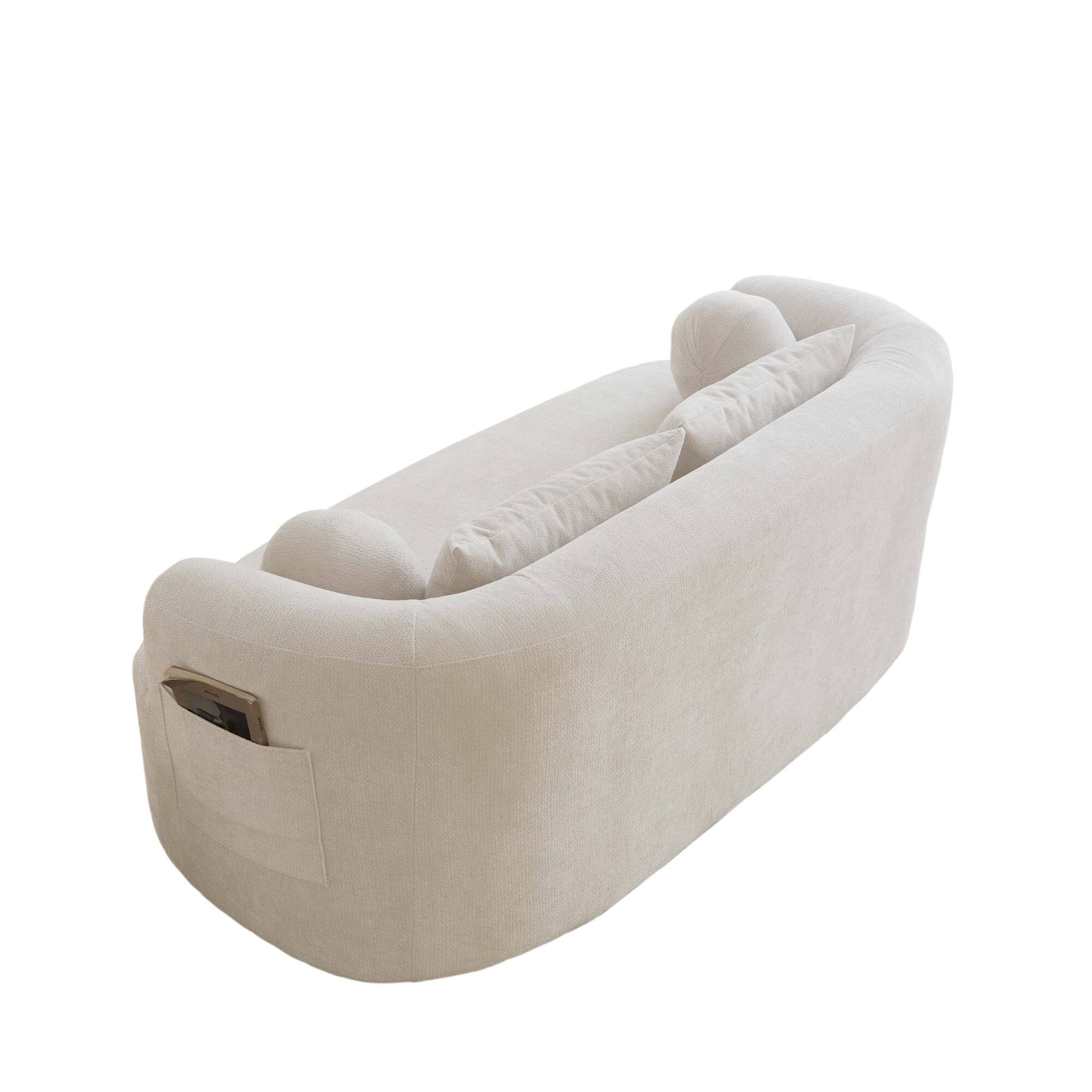 Alt View 7. GOODSILO - Modern Memory Foam Two-Seater Sofa with Deep Seat and Premium Chenille Fabric, No Assembly Required - Beige.