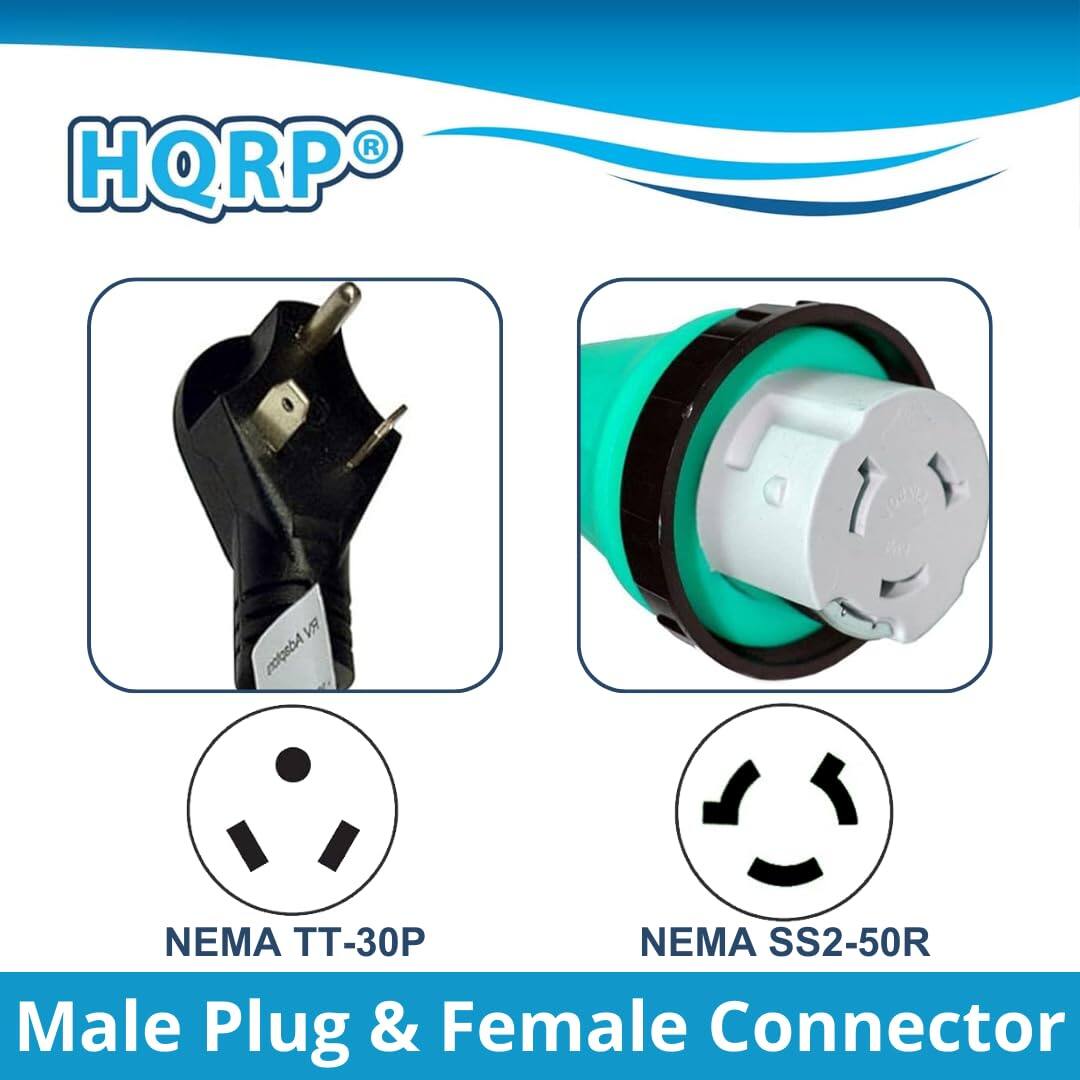 HQRP®  
NEMA TT-30P NEMA SS2-50R Male Plug & Female Connector