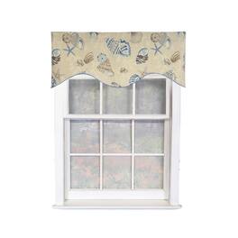 RLF Home - Beachbound Cornice 100% Cotton Rod Pocket Lined Window Valance 50" x 17" - Blue