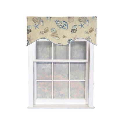 Front. RLF Home - RLF Home Beachbound Cornice 100% Cotton Rod Pocket Lined Window Valance 50" x 17" Blue - Blue.