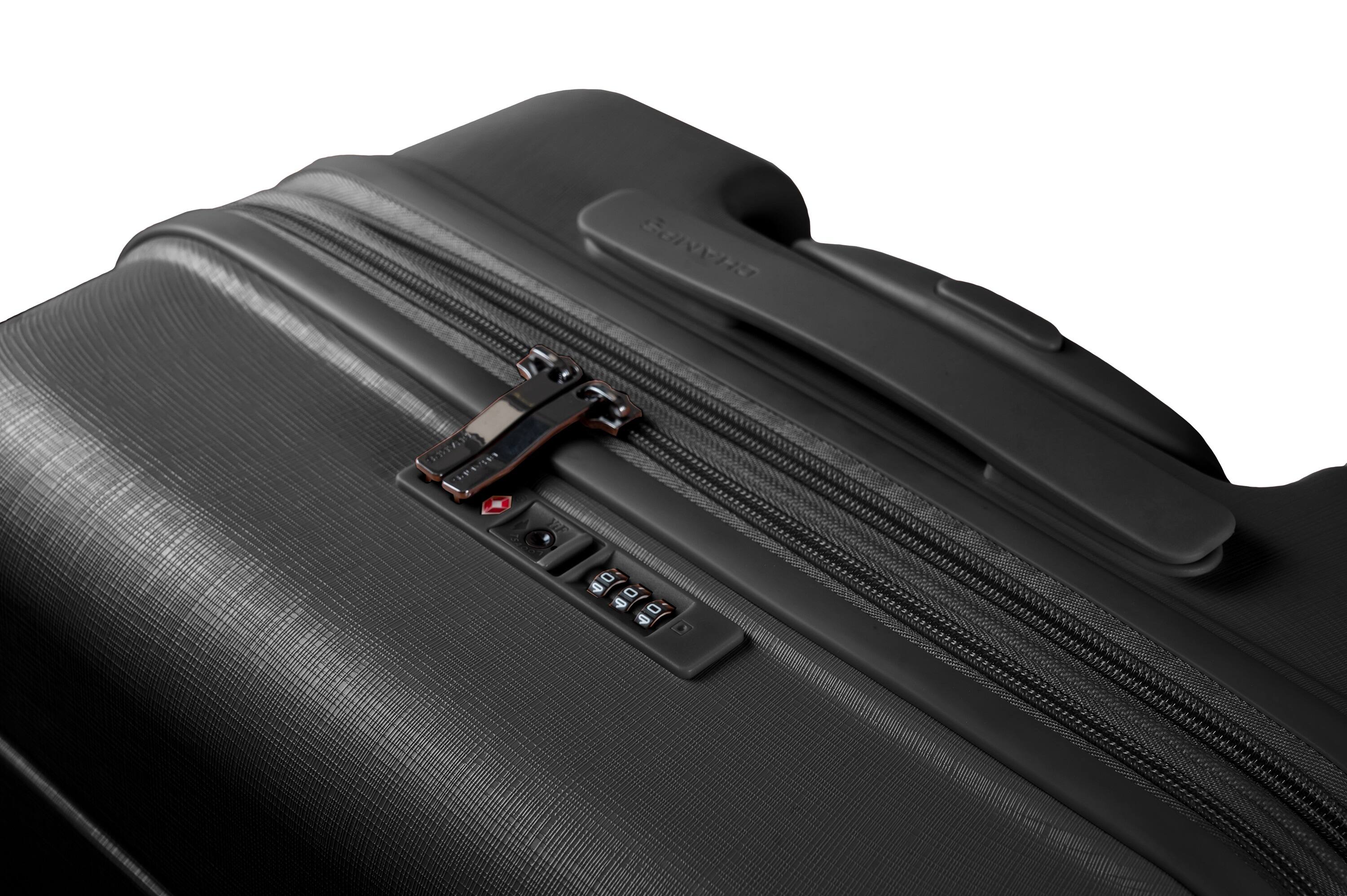 Left. Champs - Linen 3-Piece Hardside Luggage Set - Black.