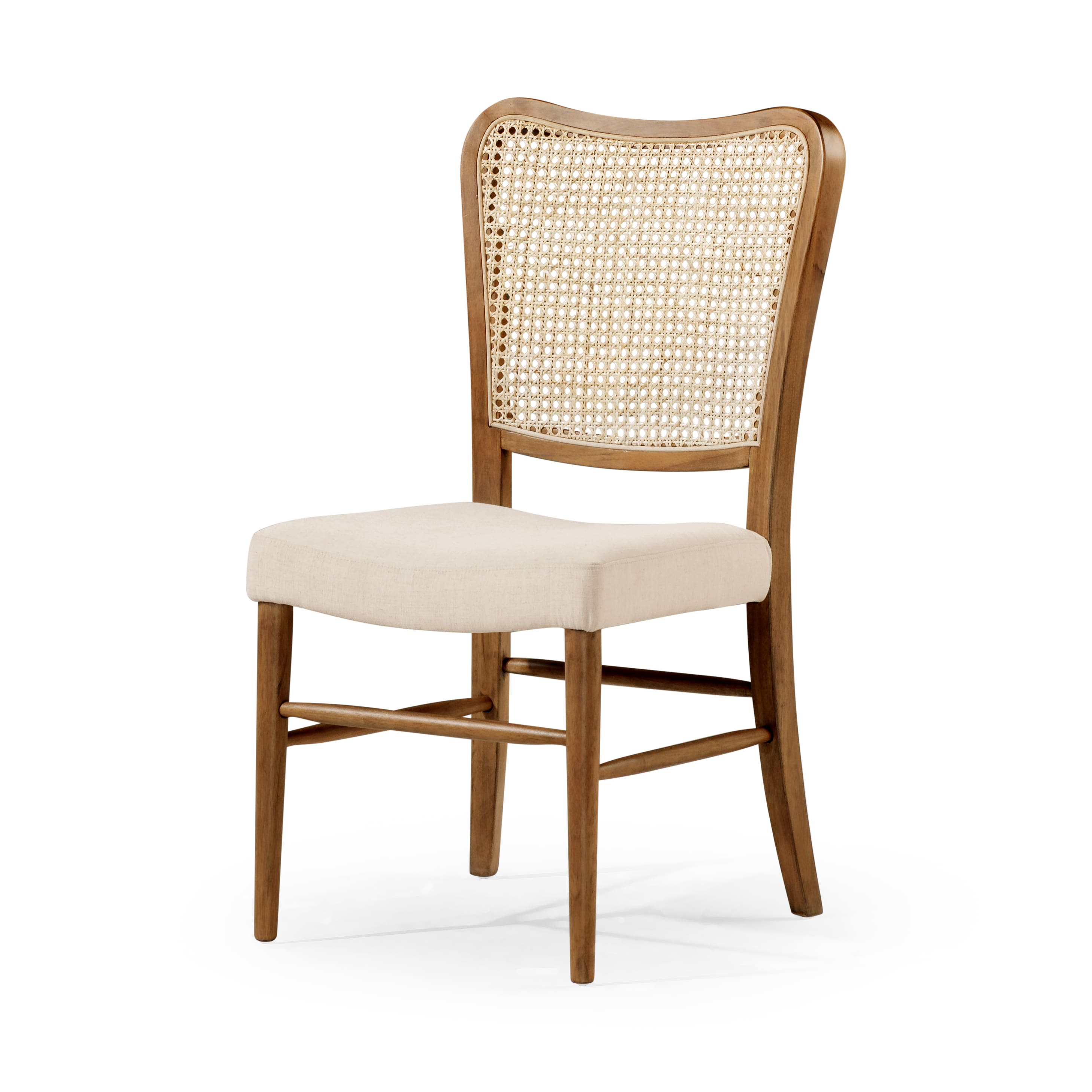 Maven Lane - 19" Vera Classical Wooden Dining Chair Finish with Fabric Upholstery, Set of 2 - Antiqued Natural