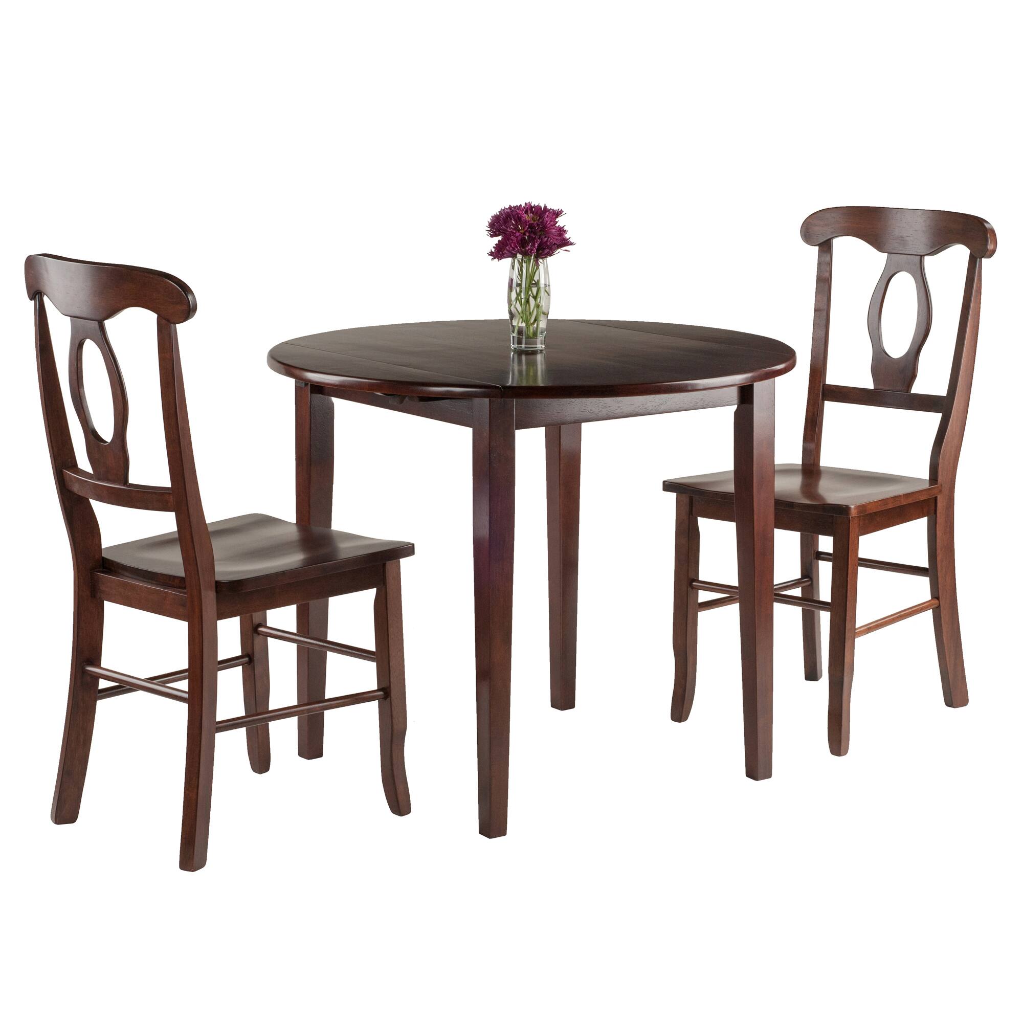 Alt View 1. Winsome Wood - Clayton 3-Pc Drop Leaf Table with Key Hole-back Chairs - Walnut.