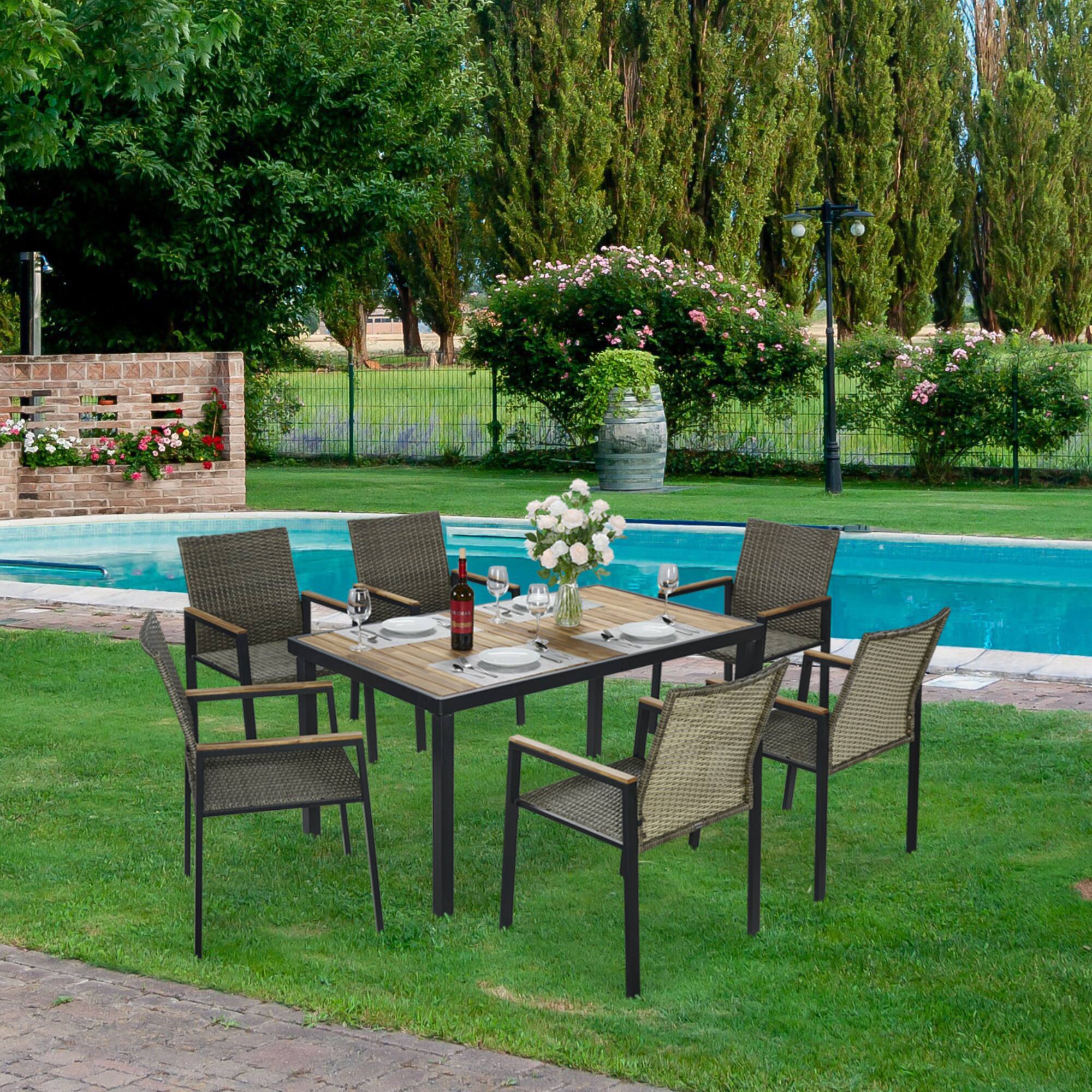 Alt View 8. Tiramisubest - Luxury L-Shaped Patio Set w/Removable Cushions&Coffee Table,Outdoor Conversation Sectional Sofa for Backyard,Porch,Gray - Gray.