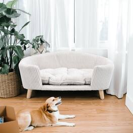 Pefilos - 30" Dog Couch Furniture, Wide Pet Sofa for Medium Dogs, Pet Couch Lounging Dog Bed with Anti-Slip Bottom - Beige