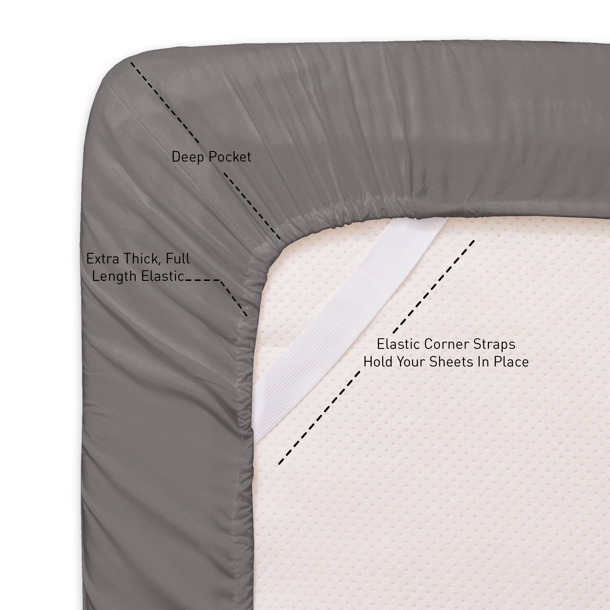 Deep Pocket, Extra Thick, Full Length Elastic, Elastic Corner Straps Hold Your Sheets In Place
