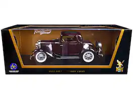 1932 Ford 3-Window Coupe Top 1/18 Diecast Model Car by Road Signature - Burgundy with Black