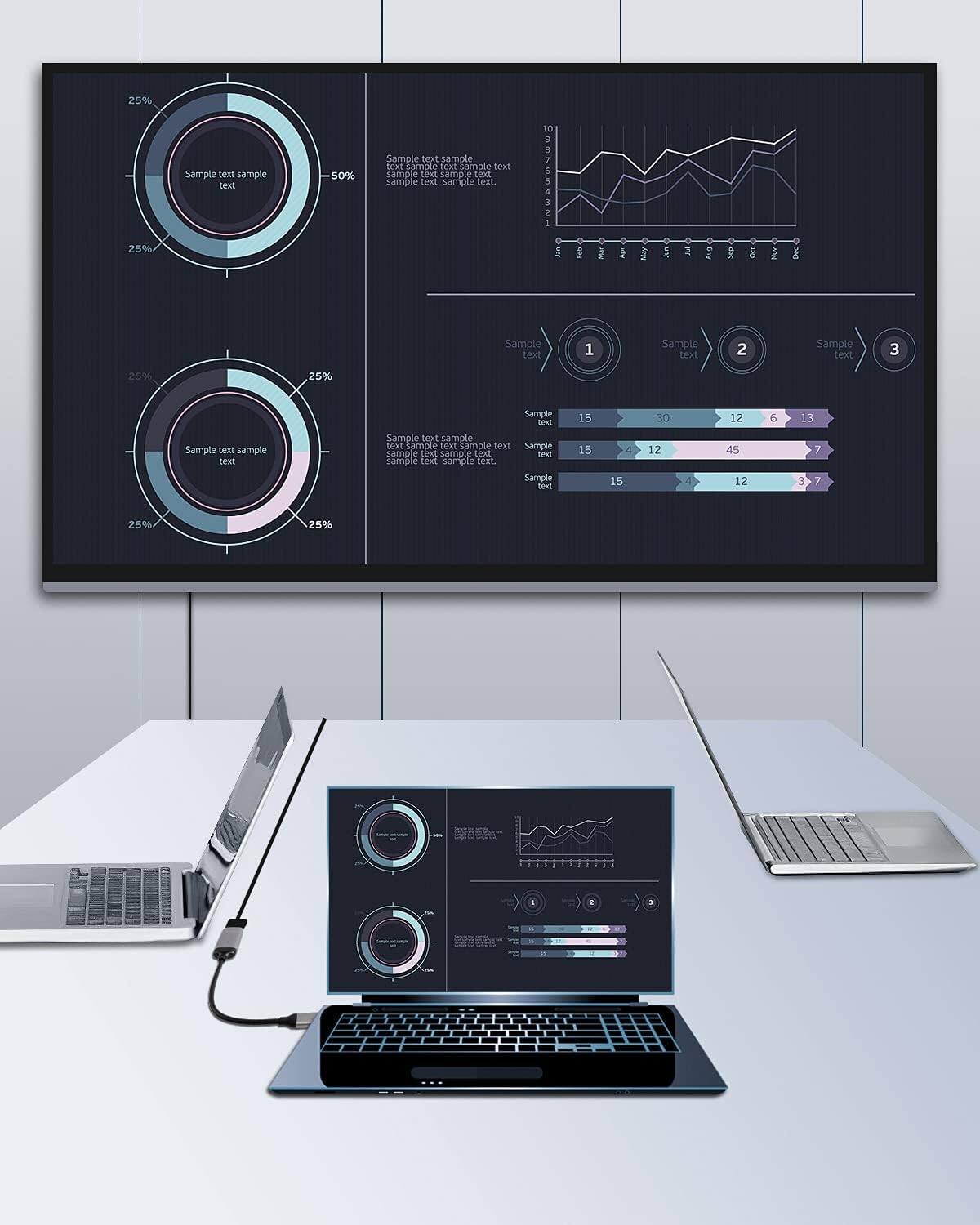 Sure, here is the corrected and grouped text from the image:

**Top Left (Circular Chart):**
- 25%
- 50%
- 25%
- Sample text sample text

**Top Right (Line Chart):**
- Sample text sample text sample text sample text sample text sample text
- Jan Feb Mar Apr May Jun Jul Aug Sep Oct Nov Dec
- 1 2 3 4 5 6 7 8 9 10

**Middle Left (Circular Chart):**
- 25%
- 25%
- 25%
- 25%
- Sample text sample text

**Middle Right (Bar Chart):**
- Sample text
- 15 30 12 6 13
- Sample text
- 15 12 45 7
- Sample text
- 15 12 3 7

**Bottom Left (Circular Chart):**
- Sample text sample text
- 25%
- 25%
- 25%
- 25%

**Bottom Right (Line Chart):**
- Sample text sample text sample text sample text sample text sample text
- Jan Feb Mar
