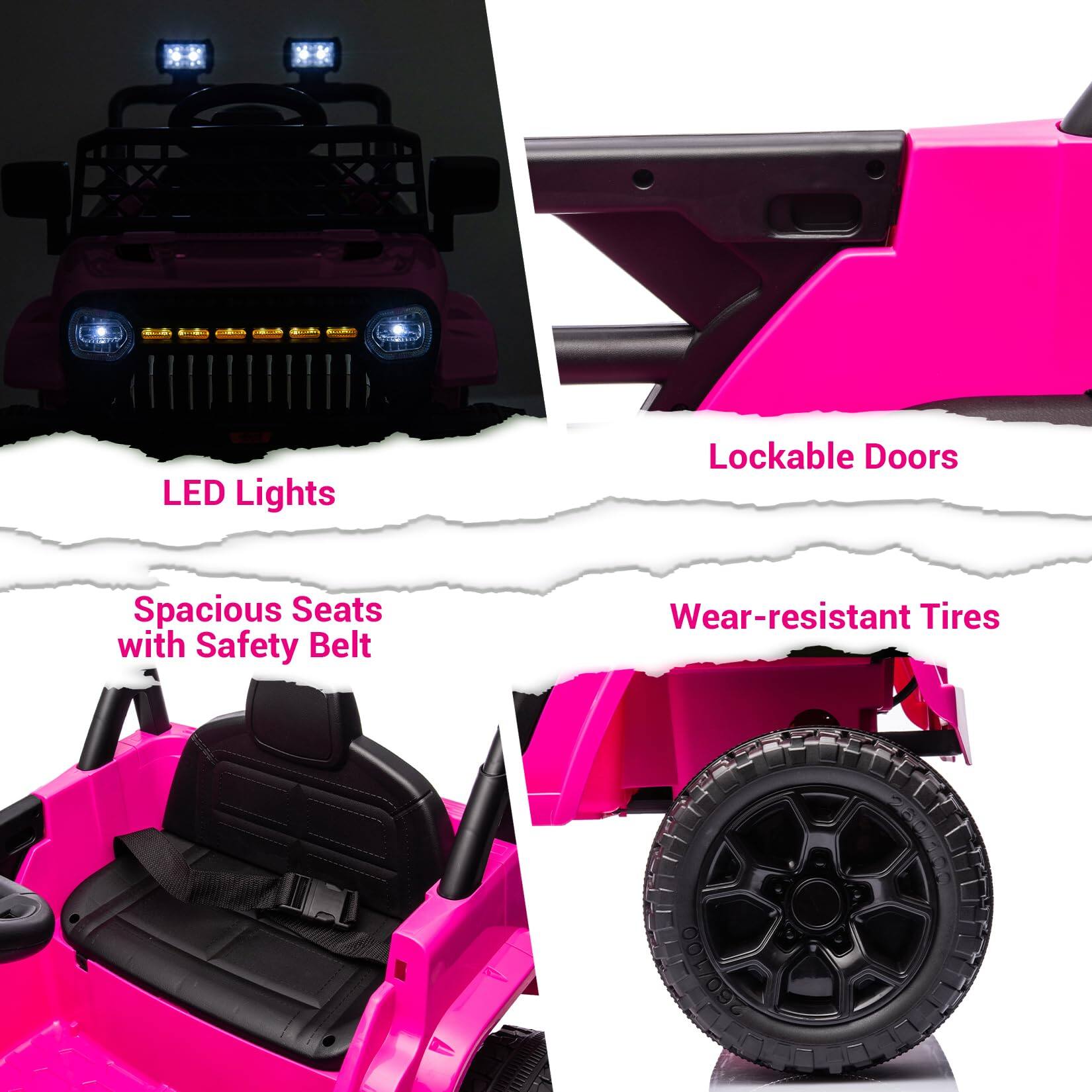 - LED Lights
- Lockable Doors
- Spacious Seats with Safety Belt
- Wear-resistant Tires