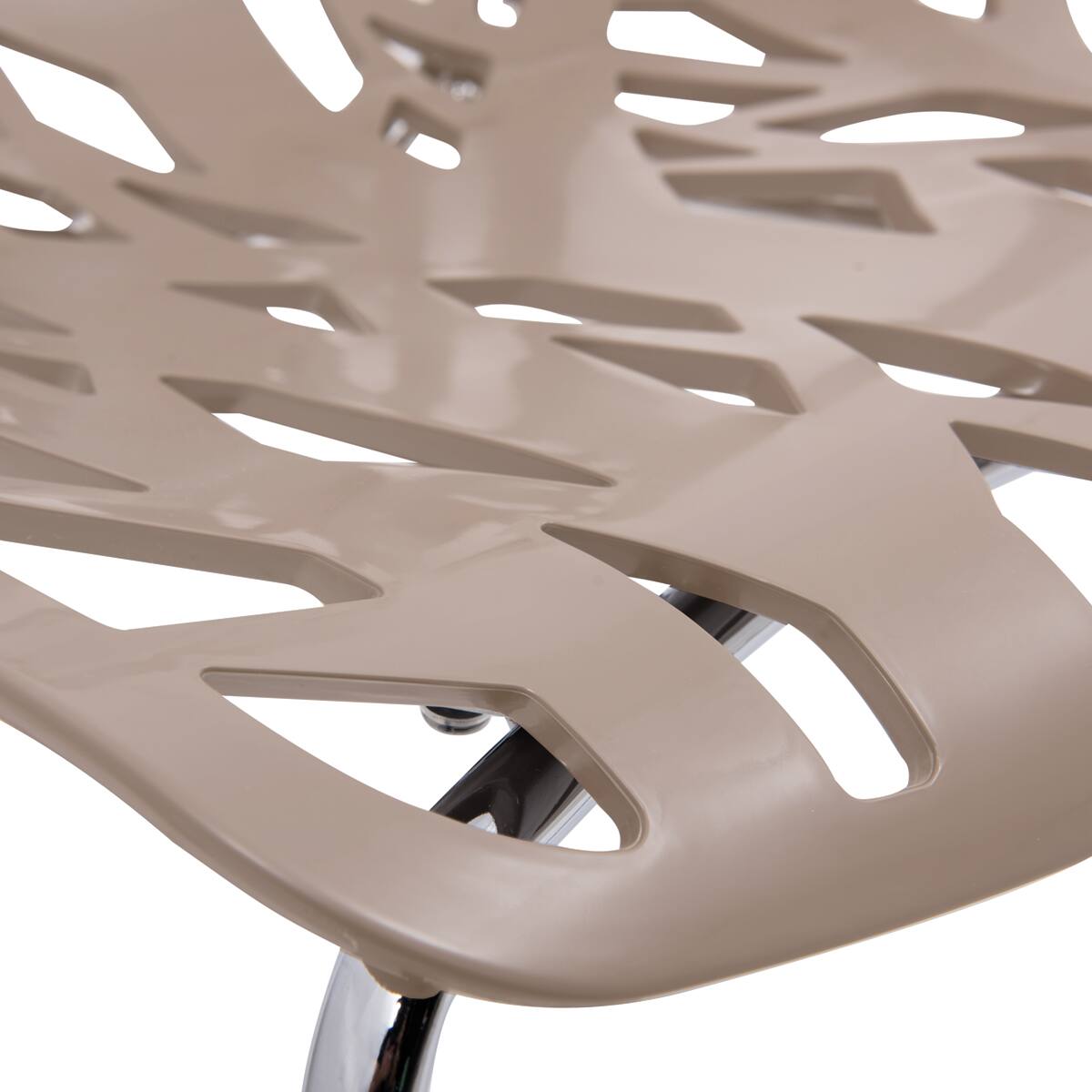 Alt View 8. LeisureMod - Asbury Stackable Modern Dining Chair with Cut Out Design and Chrome Legs Side Chair for Home Living Room - Taupe.