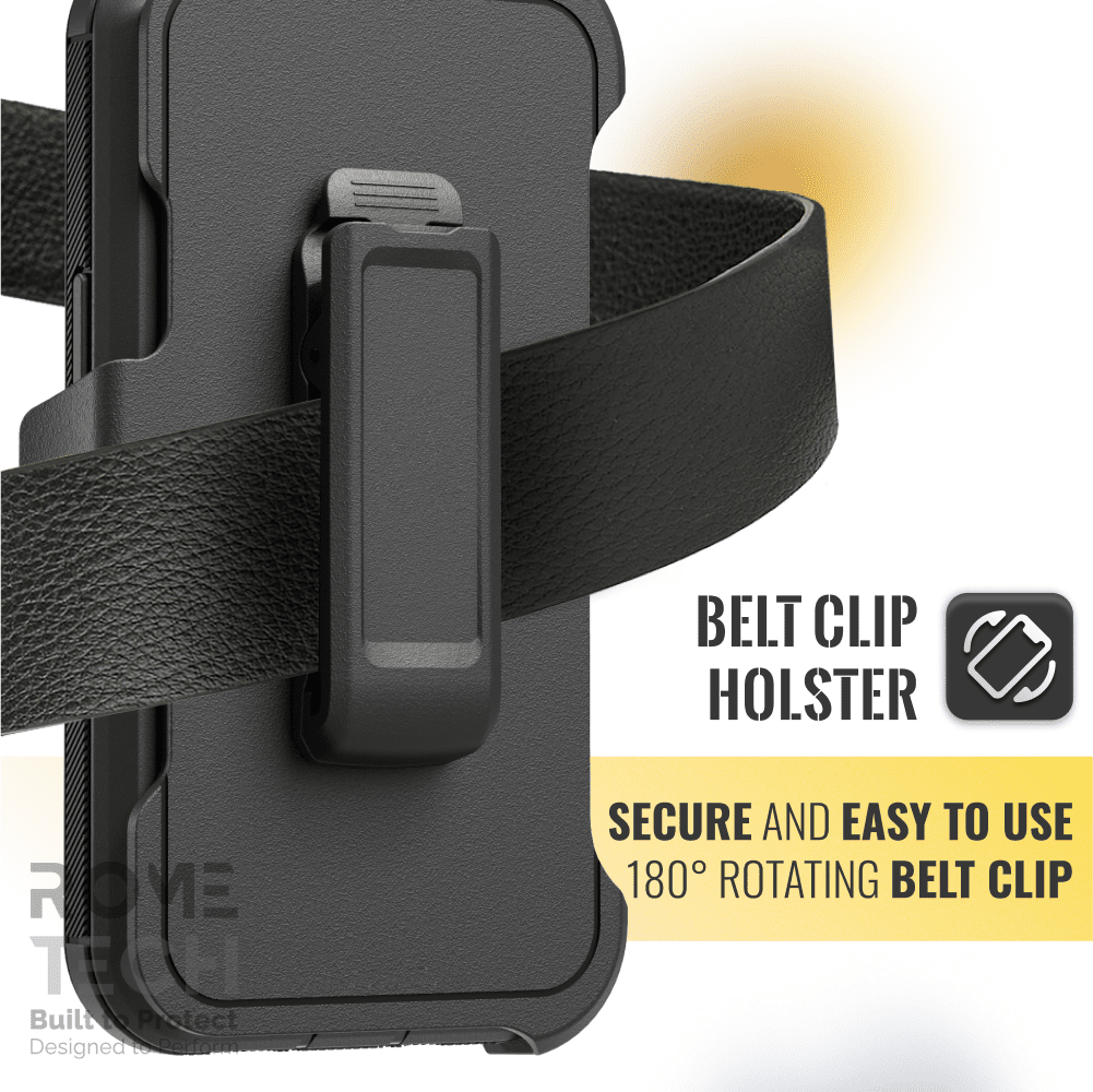BELT CLIP HOLSTER  
ROME  
Built to Protect  
Designed to Protect  

SECURE AND EASY TO USE  
180° ROTATING BELT CLIP