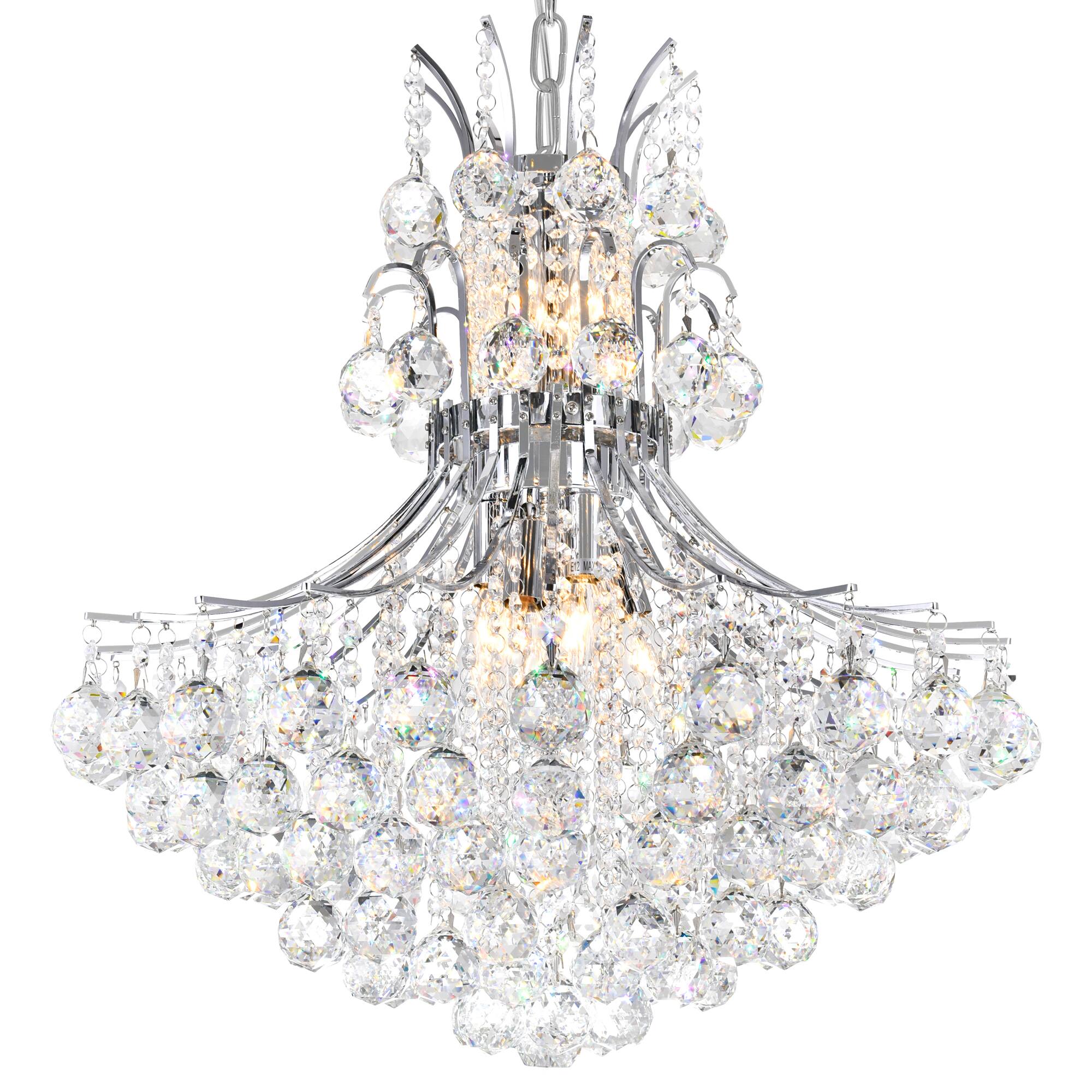 Angle. CWI Lighting - Princess 10 Light Down Chandelier With Chrome Finish - Chrome.