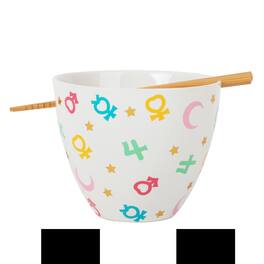 Just Funky - Sailor Moon Symbols 16 Ounce Ramen Bowl with Chopsticks - White