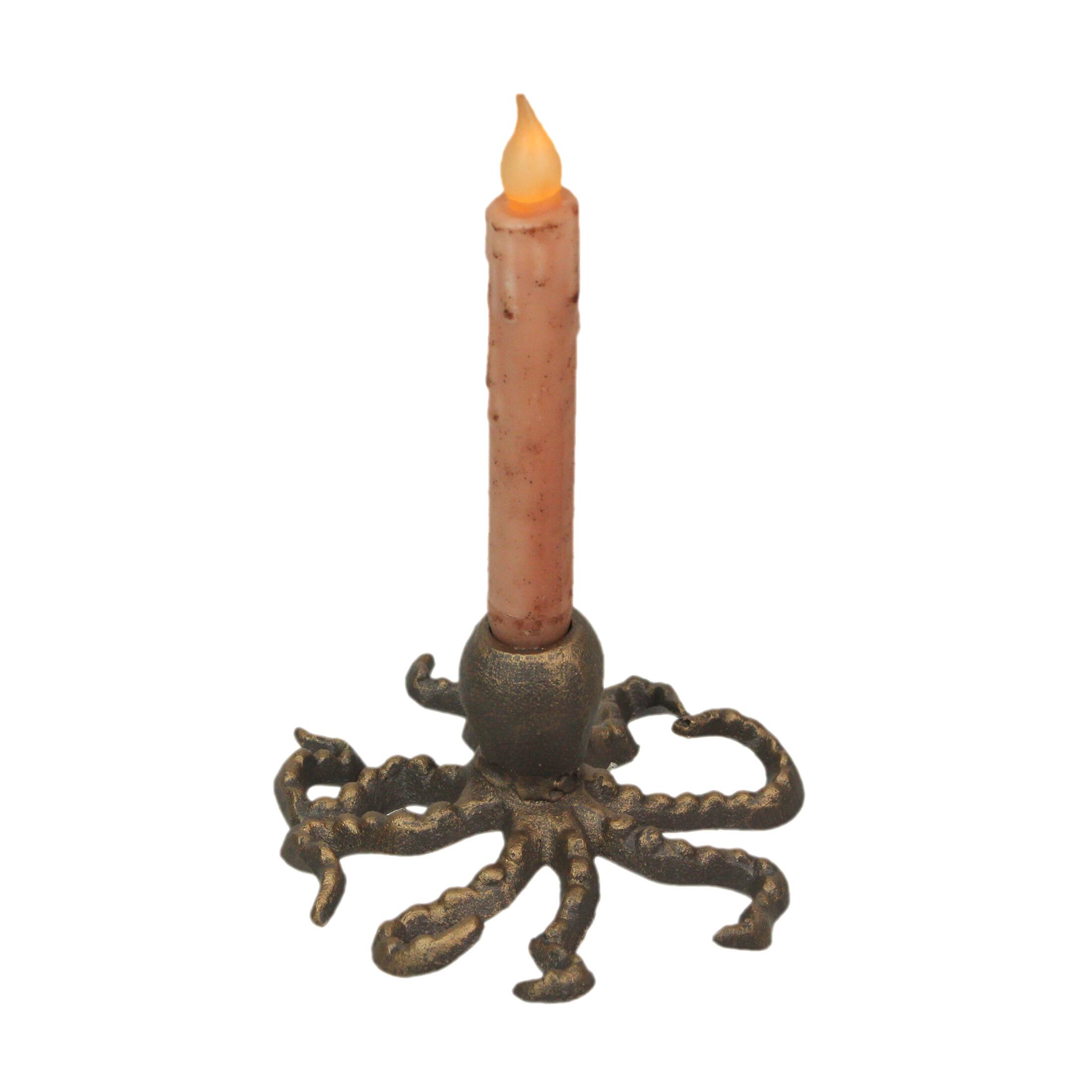 Alt View 7. Zeckos - Set of 2 Octopus Candle Holders – Antique Gold Finish – Nautical Beach Accent - Gold.