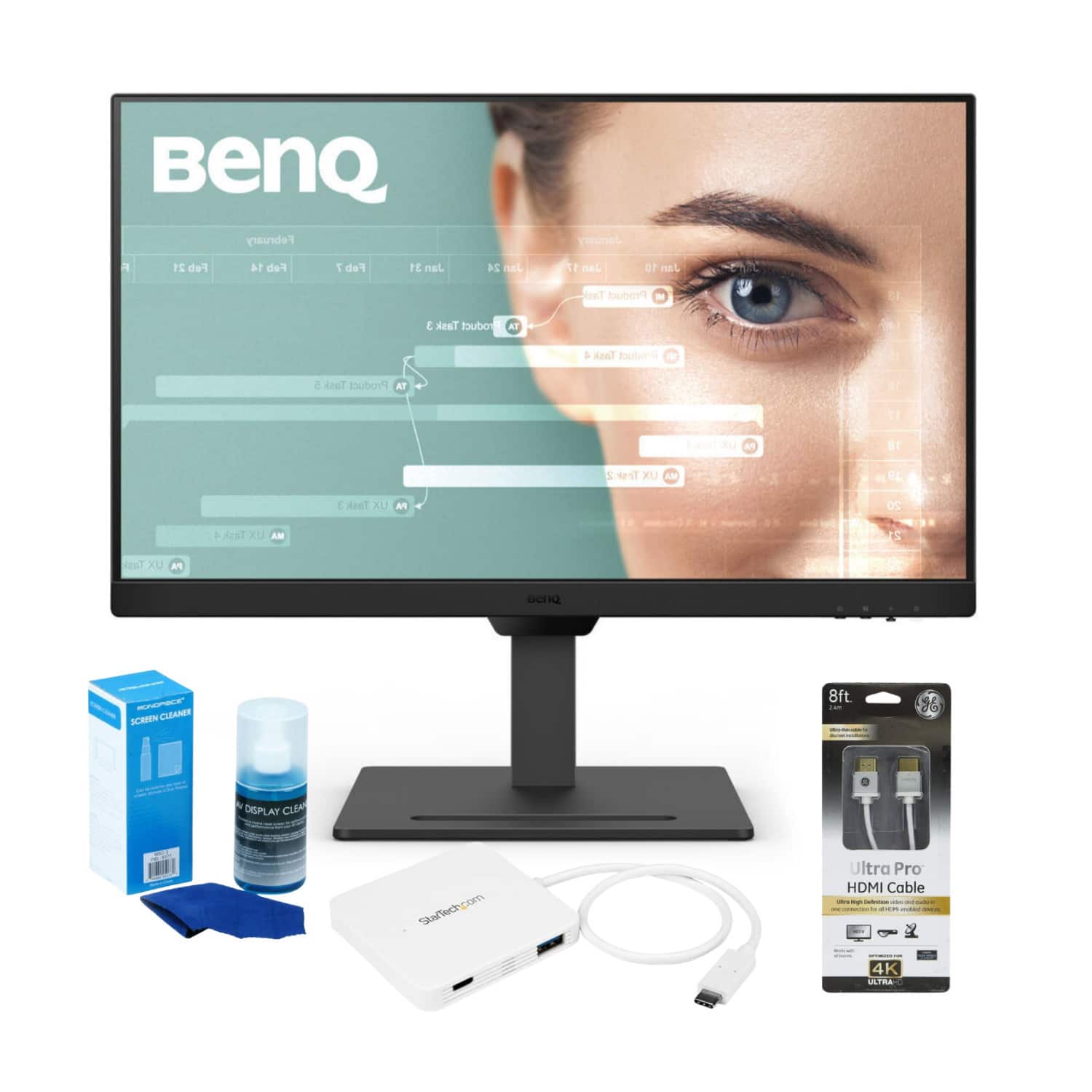 BenQ - GW2790T 27-In. Monitor with HDMI Cable USB-C Hub and Screen Cleaner - Black