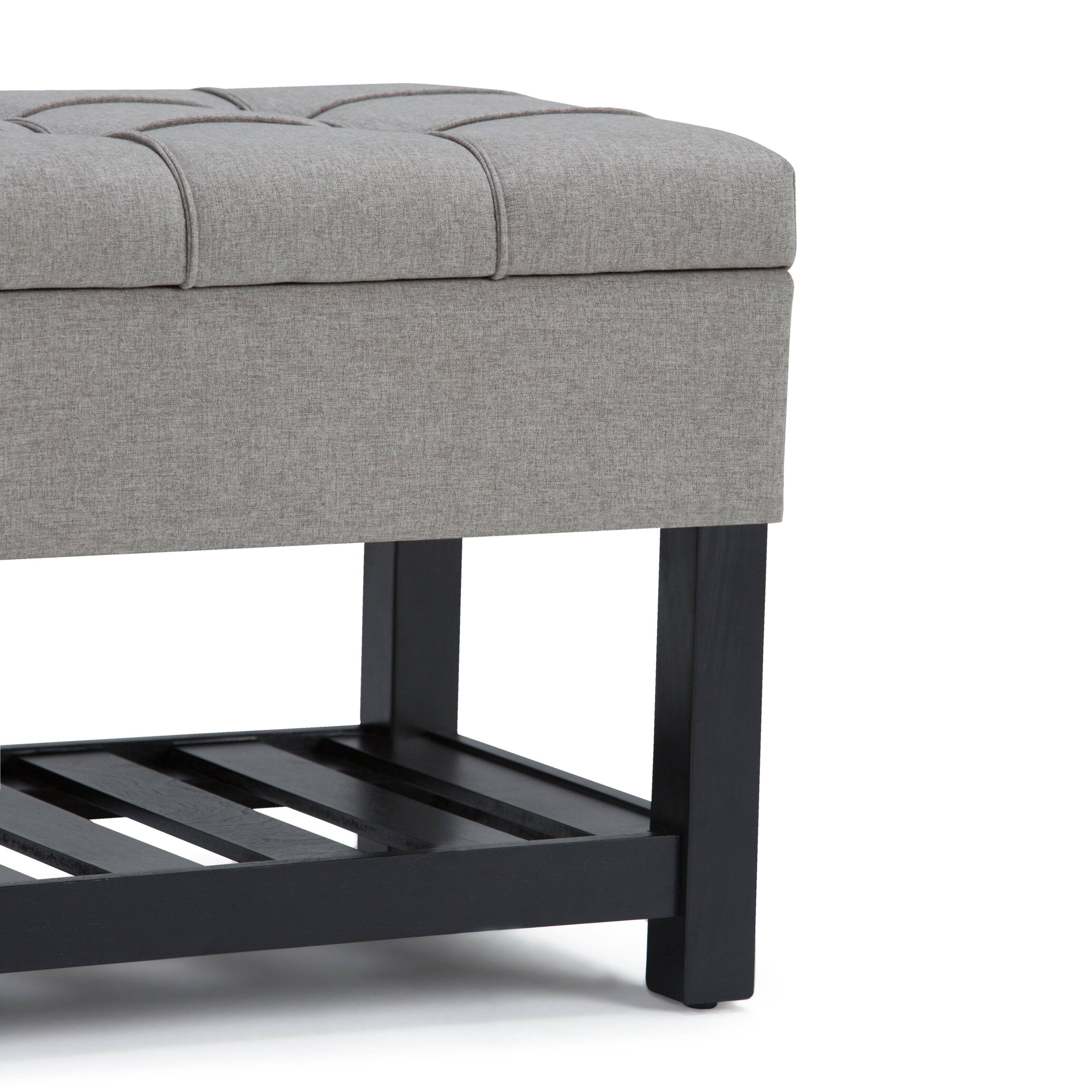 Alt View 15. Simpli Home - Saxon 44 inch Wide Traditional Rectangle Storage Ottoman Bench - Dove Gray.